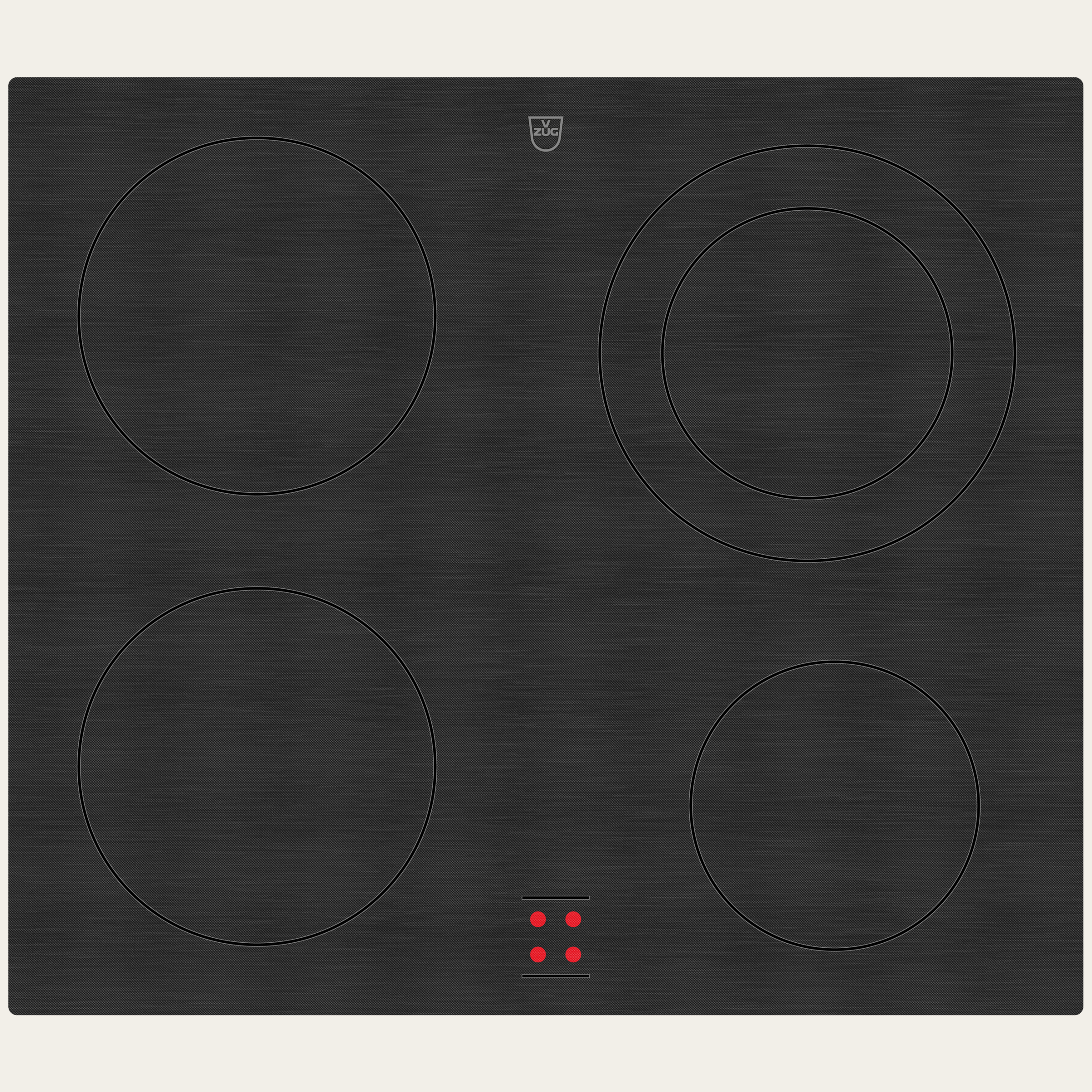 V-ZUG Kochfeld CookTop V200 E604, Strahlungsheizkörper, Breitennorm: 60 cm, ClassicDesign, DualDesign, ExterneBedienung über Herd, Kochzonen: 4