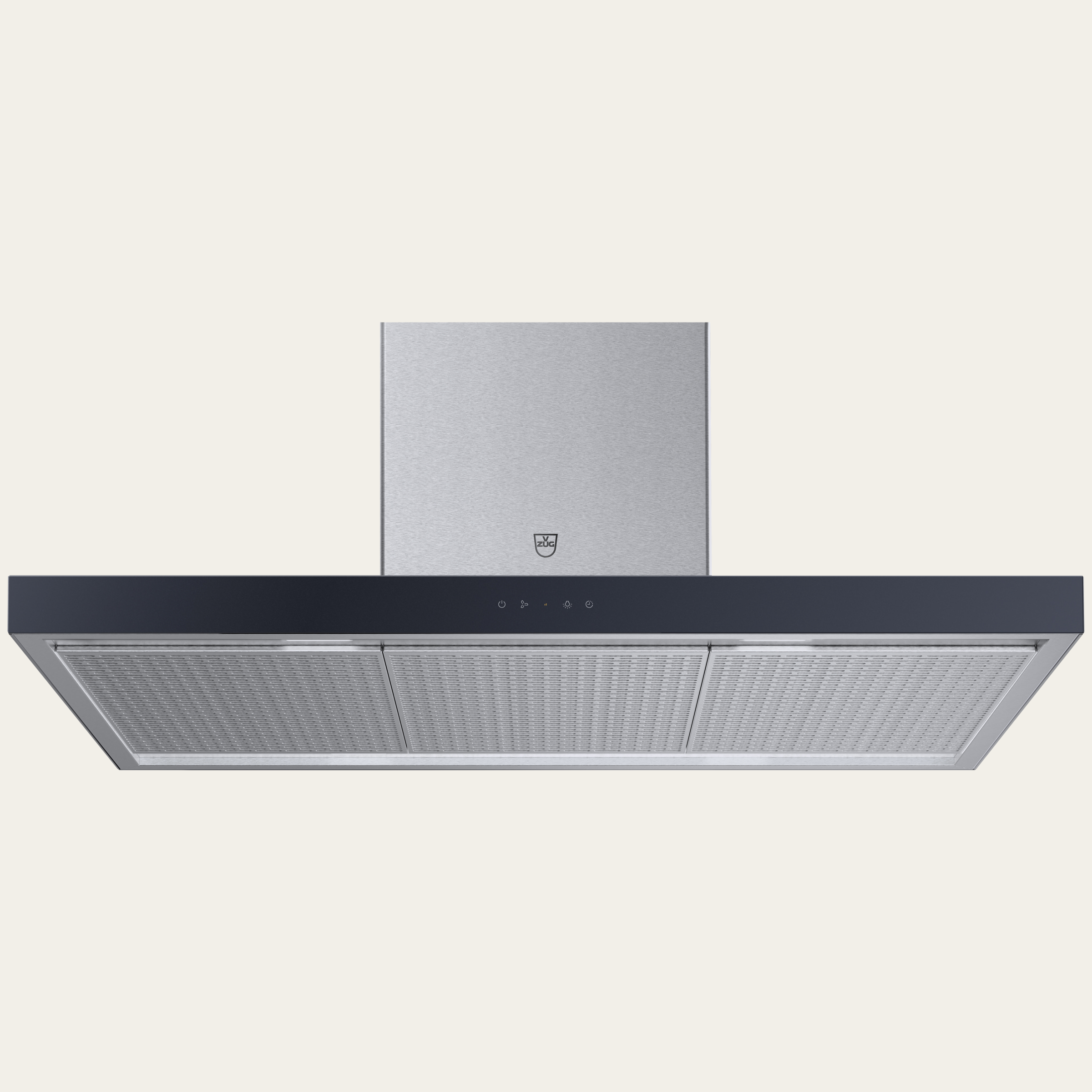 V-ZUG DIPQ12 island hood, width 120 cm, extracted air, excl. filter, glass design, incl. telescopic casing