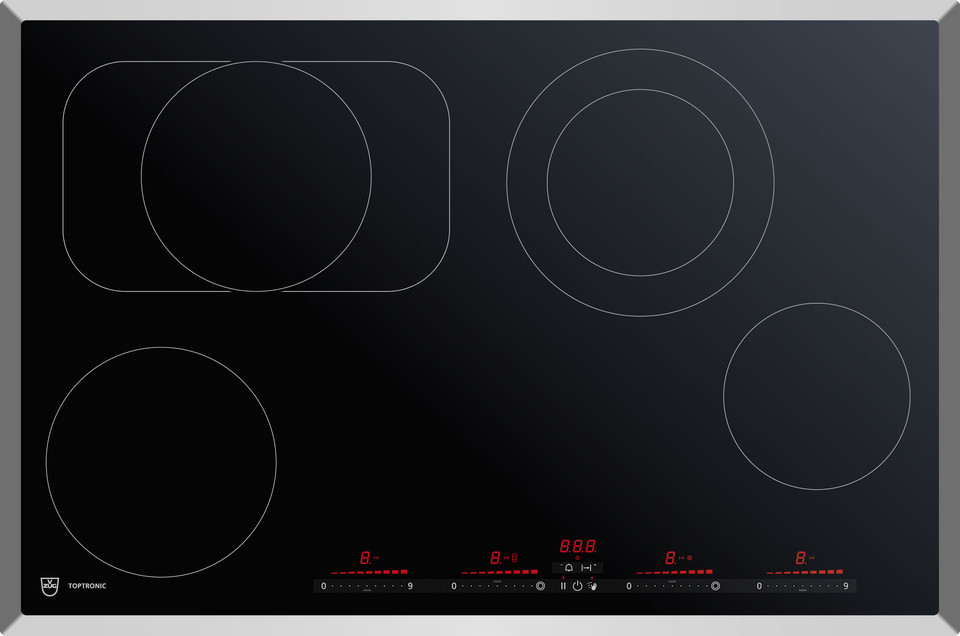 V-ZUG Piano di cottura Toptronic GK45TEASCO, cornice cromata Chrom, BlackDesign, OptiGlass