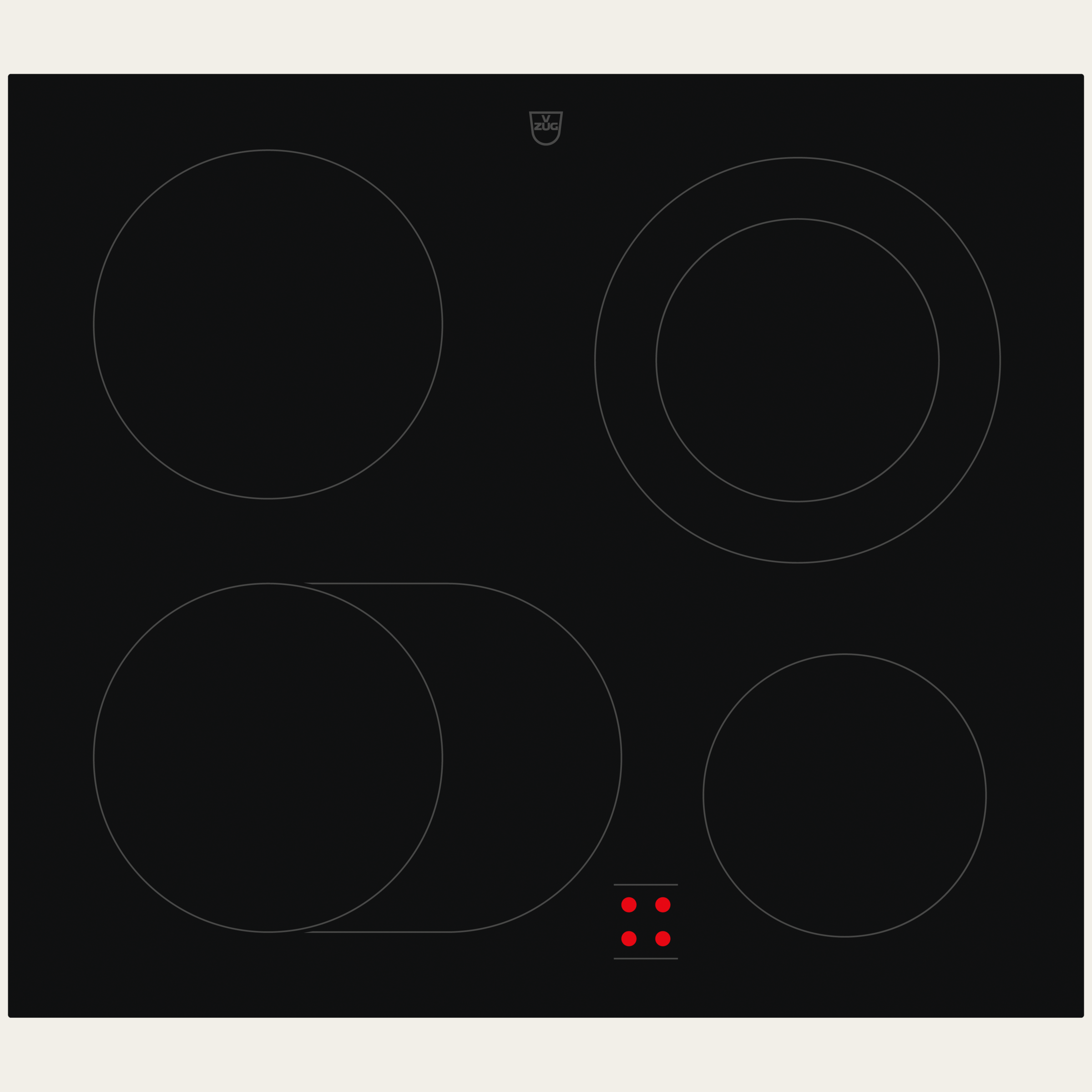 V-ZUG Kochfeld CookTop V400 E604, Strahlungsheizkörper, Breitennorm: 60 cm, BlackDesign, DualDesign, Externe Bedienung über Herd, Kochzonen: 4