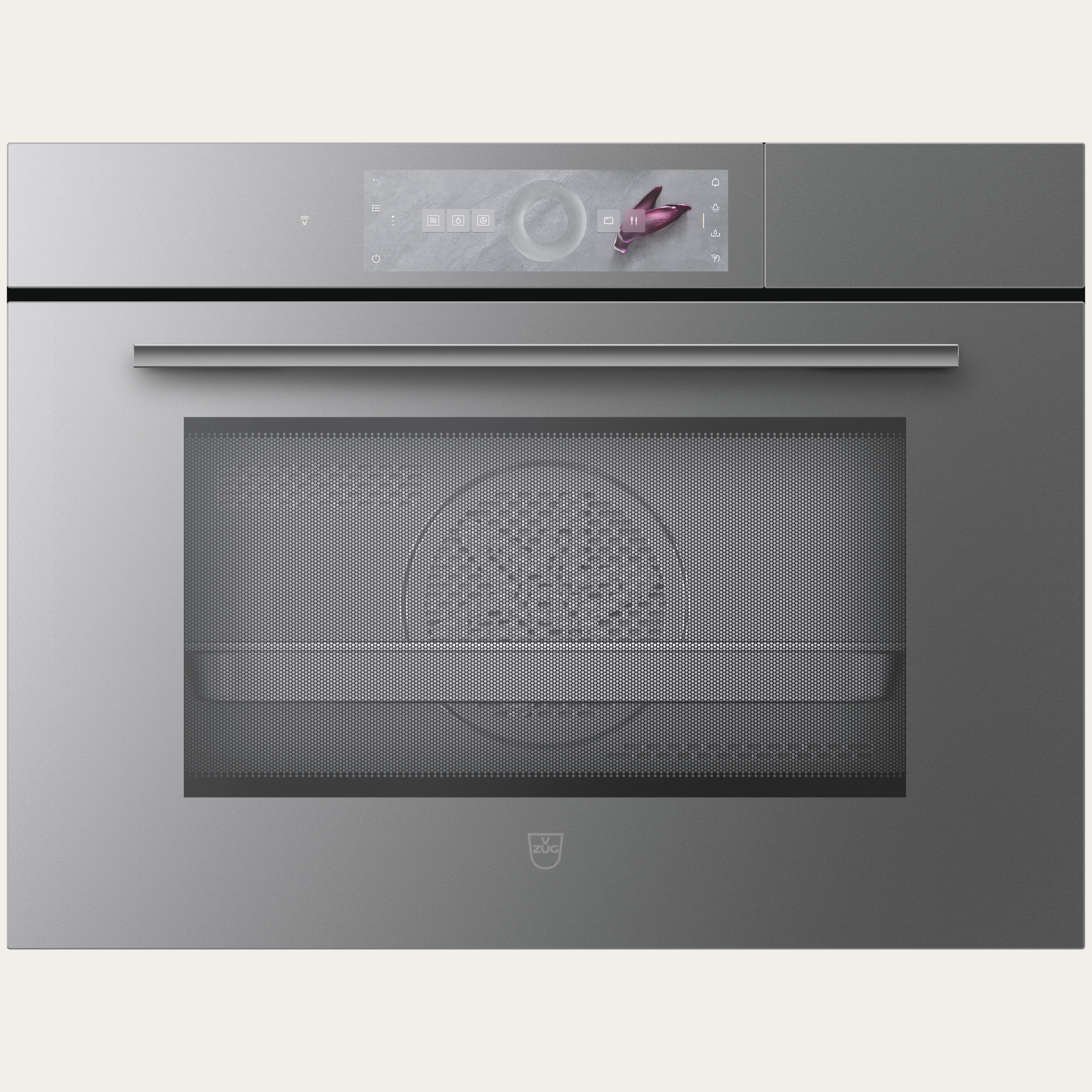 V-ZUG Steam cooker CombiSteamer V6000 45M PowerSteam, Standard width: 60 cm, Standard height: 45 cm, Platinum mirror glass, Touchscreen with CircleSlider, V-ZUG-Home, Microwave