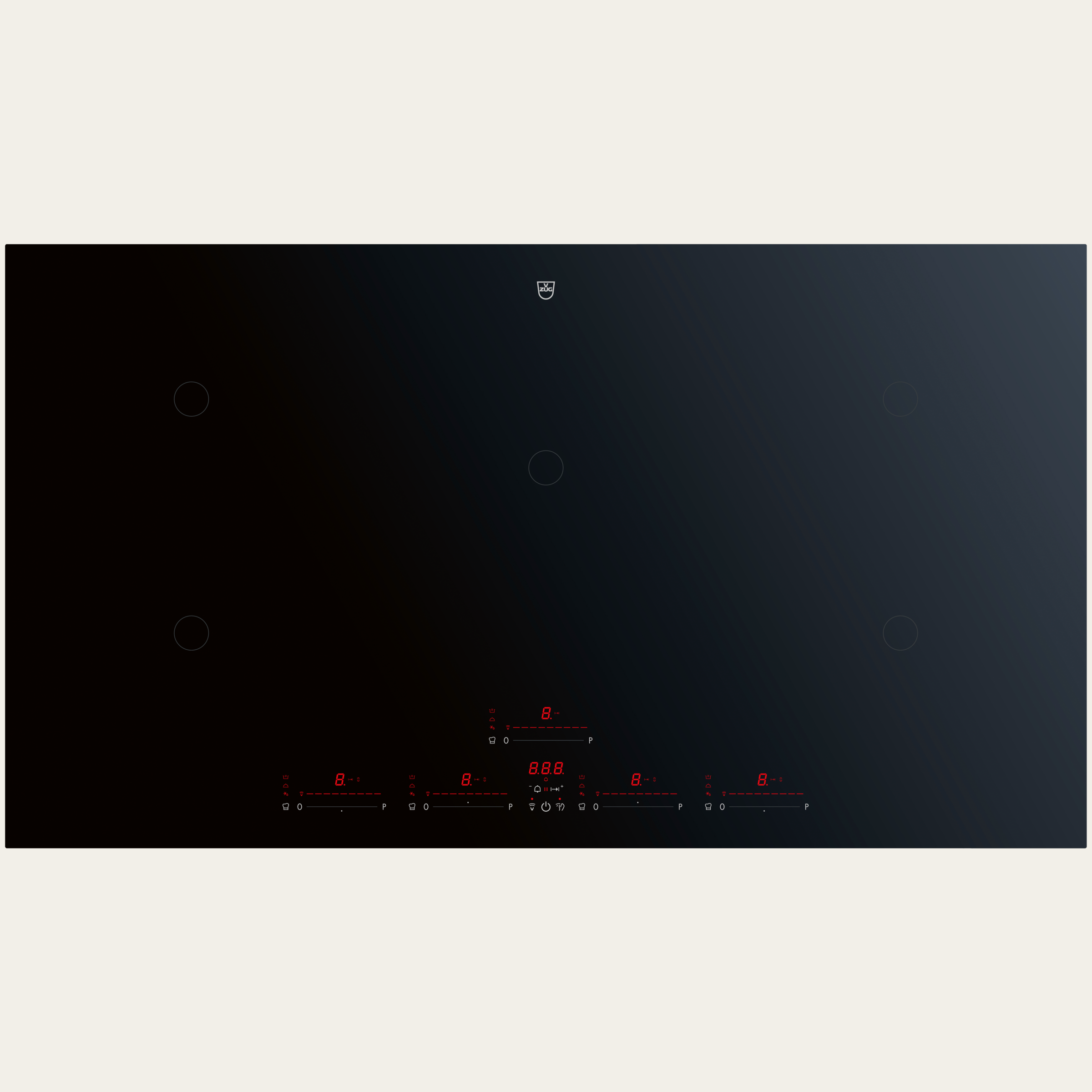 V-ZUG Hob CookTop V6000 I905, Induction, Standard width: 90 cm, BlackDesign, OptiGlass, DualDesign, OptiLink, Multi-Slider/direct selection, Slider control, Cooking zones: 5