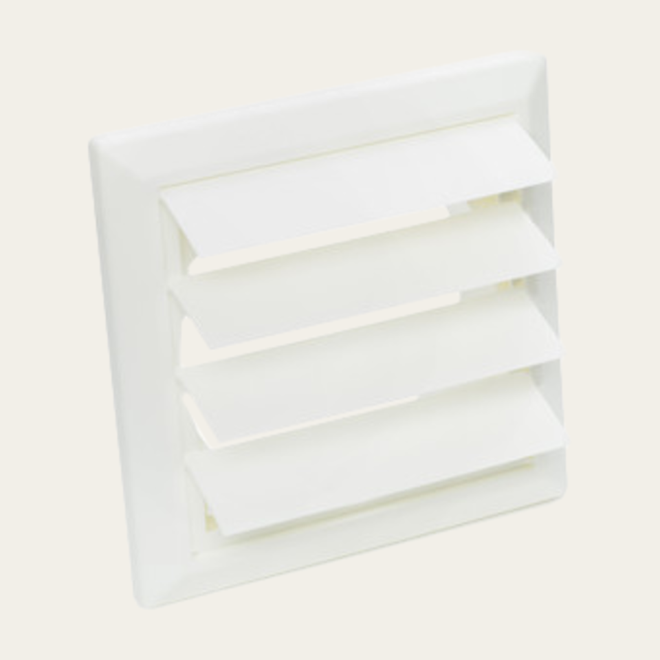 Weather protection grille, white, plastic, square, D=150mm