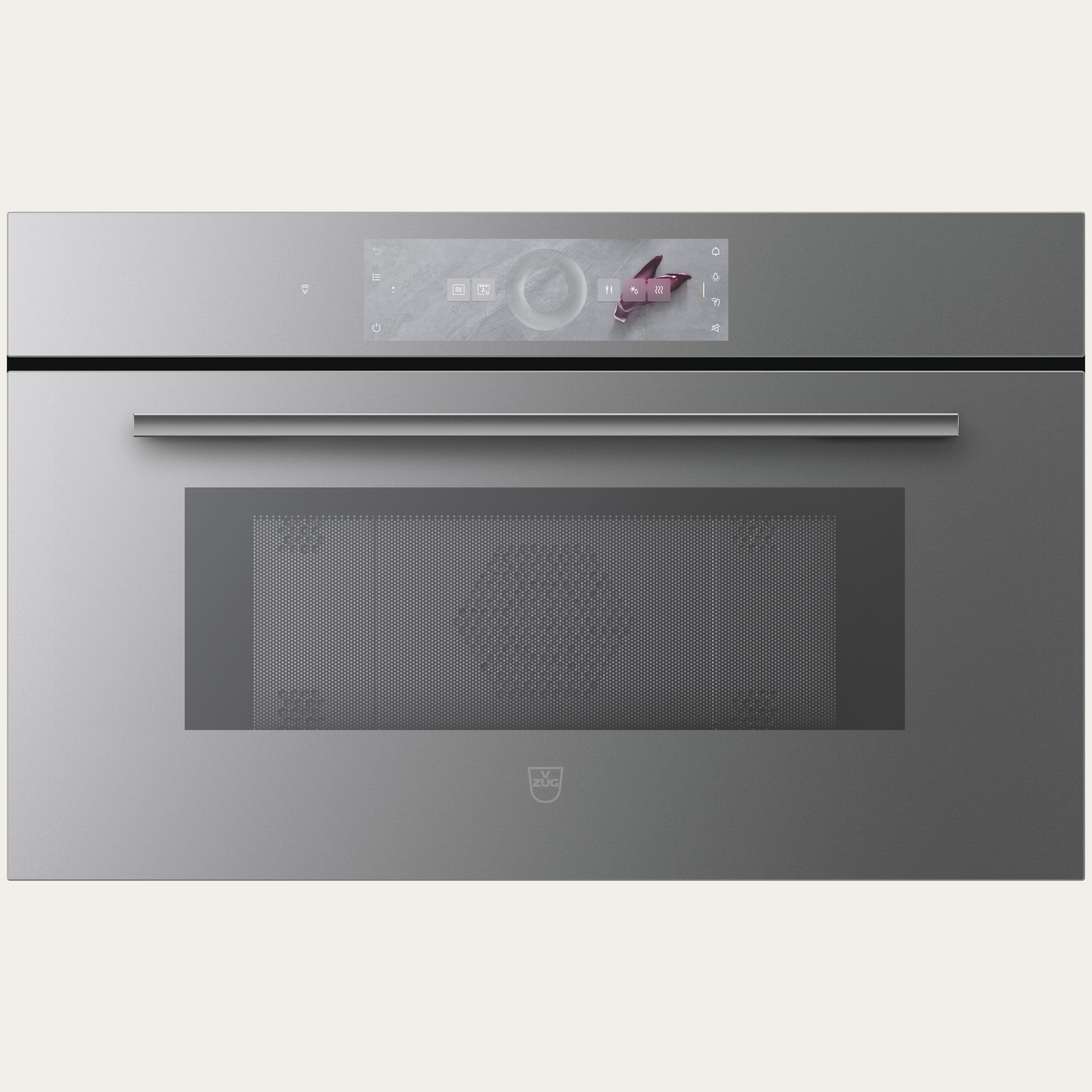 V-ZUG Microonde CombiMiwell V2000 38, Standard di larghezza: 60 cm, Norma per l'altezza: 38.1 cm, Vetro aspecchio Platinum, Maniglia: Maniglia design Platinum, Touchscreen con CircleSlider, V-ZUG-Home