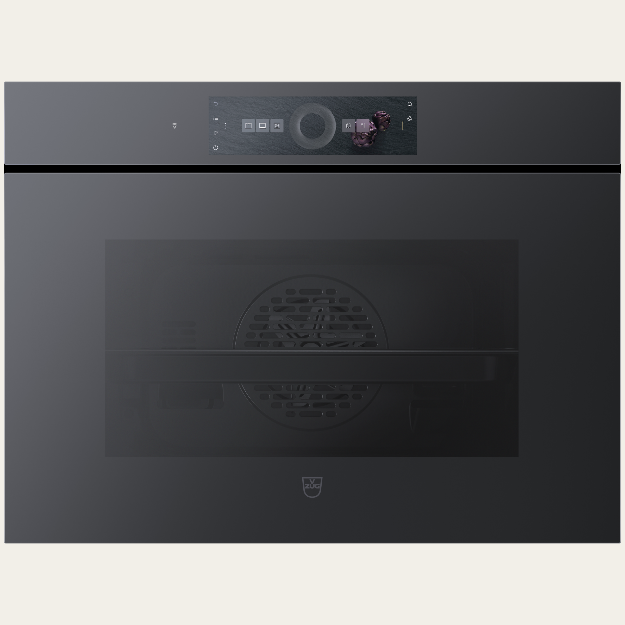 V-ZUG Backofen Combair V6000 45P, Breitennorm: 60 cm, Höhennorm: 45 cm, Spiegelglas Schwarz, Grifflos, Touchscreen mit CircleSlider, V-ZUG-Home, Pyrolytische Selbstreinigung