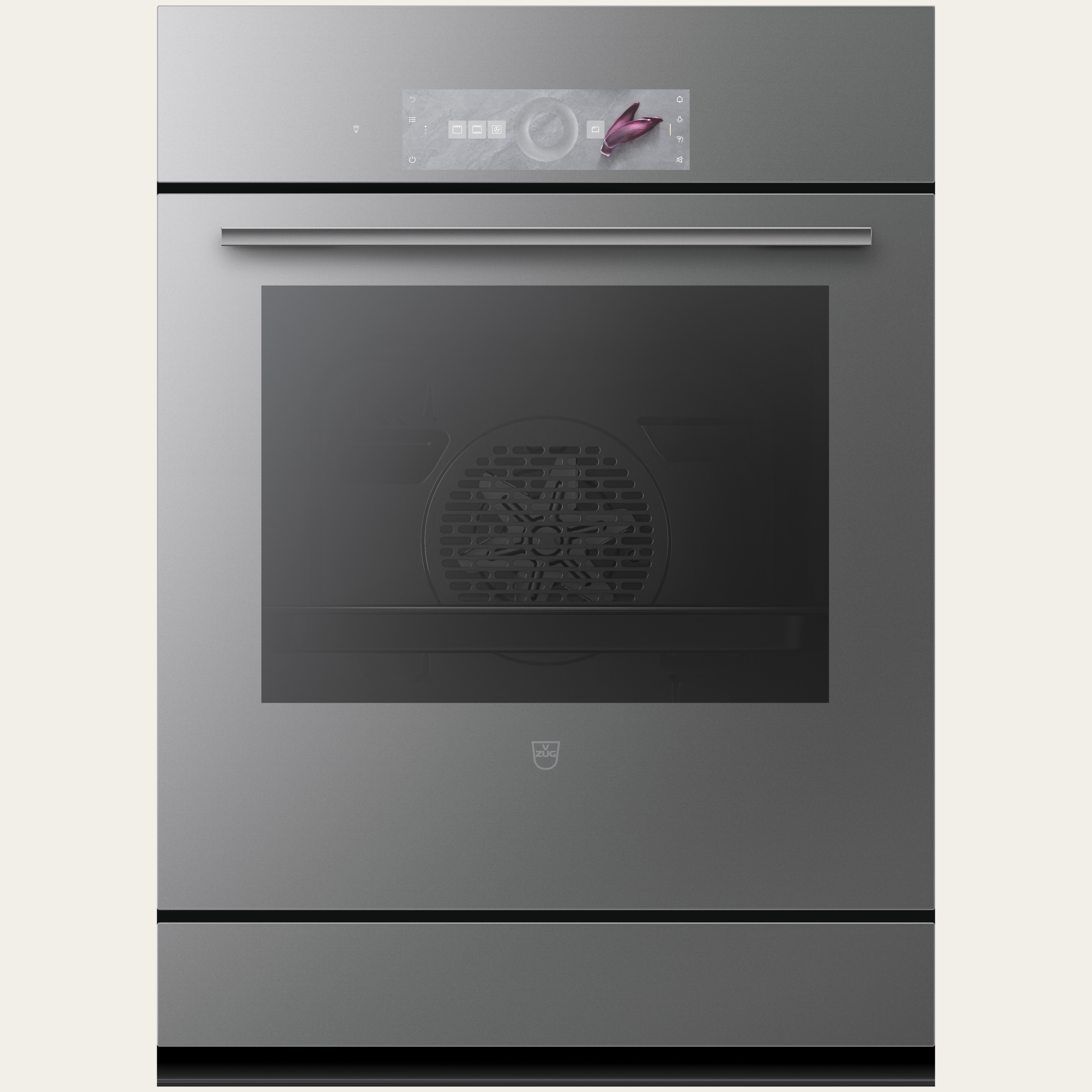 V-ZUG Backofen Combair V2000 7UC, Breitennorm: 55 cm, Höhennorm: 76.2 cm, Spiegelglas Platinum, Einbau in Unterschrank, Touchscreen mit CircleSlider, V-ZUG-Home, Geräteschublade