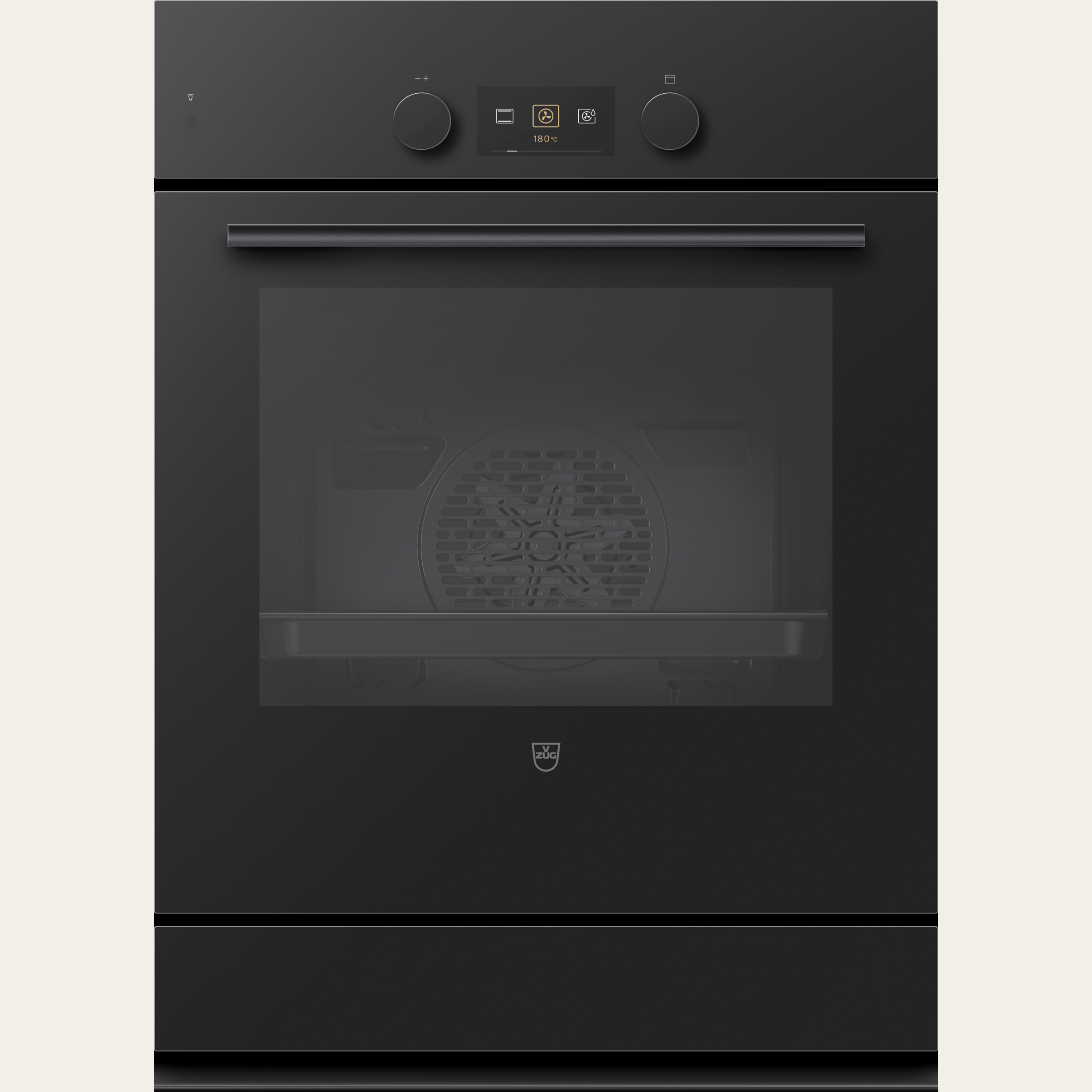 V-ZUG Backofen Combair V600 7UC, Breitennorm: 55 cm, Höhennorm: 76.2 cm, Glas Nero, Nero, Einbau in Unterschrank, Drehschalter, V-ZUG-Home, Geräteschublade beheizbar, 400V