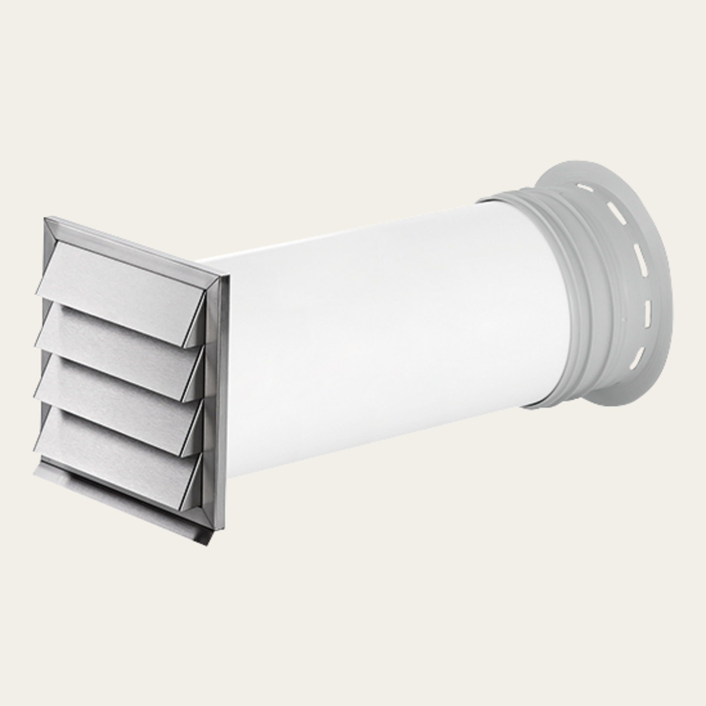 Prime boîte murale ronde, ø 150 mm, incluant grille de protection contre les intempéries en acier inoxydable et clapet anti-retour