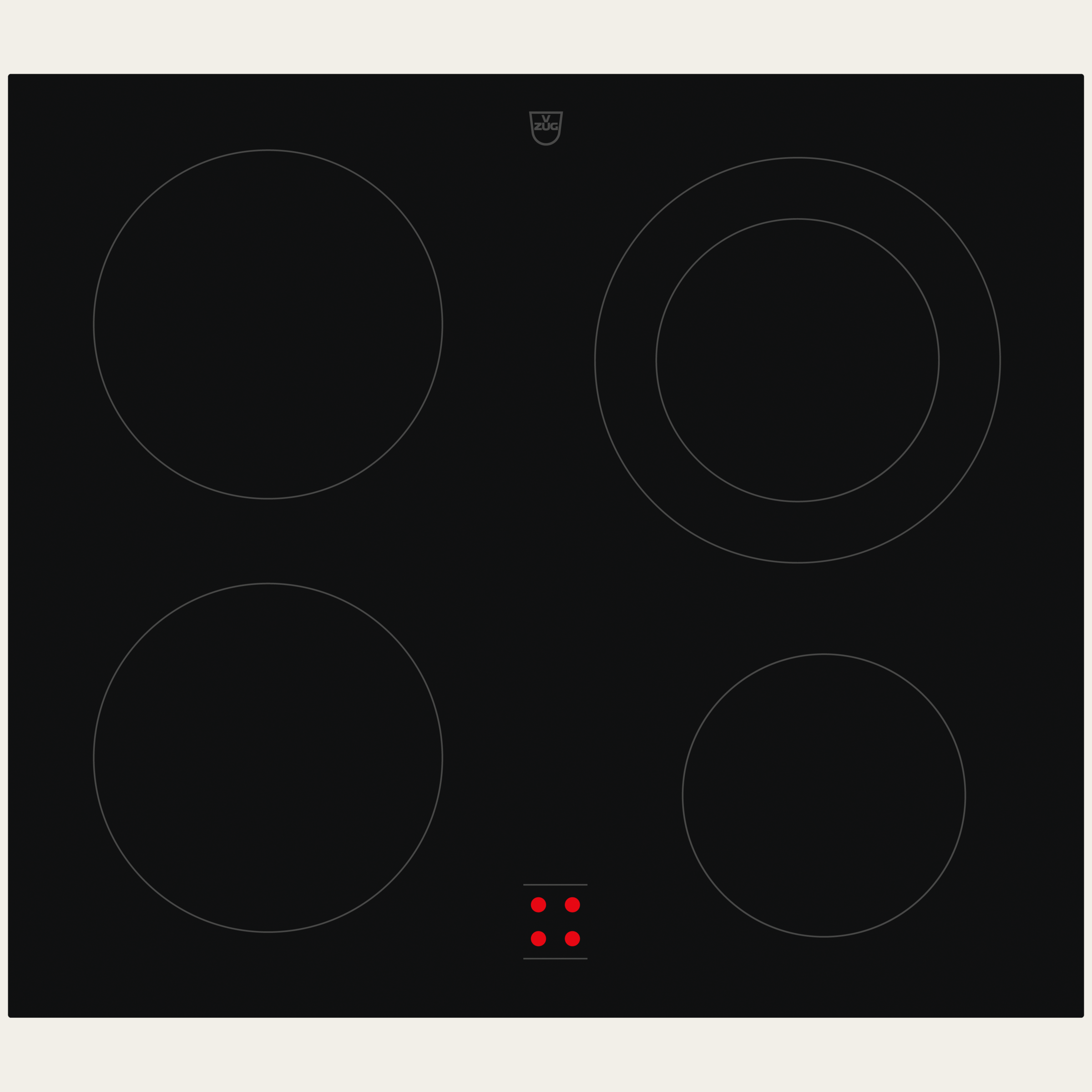 V-ZUG Kochfeld CookTop V400 E604, Strahlungsheizkörper, Breitennorm: 60 cm, BlackDesign, DualDesign, Externe Bedienung über Herd, Kochzonen: 4