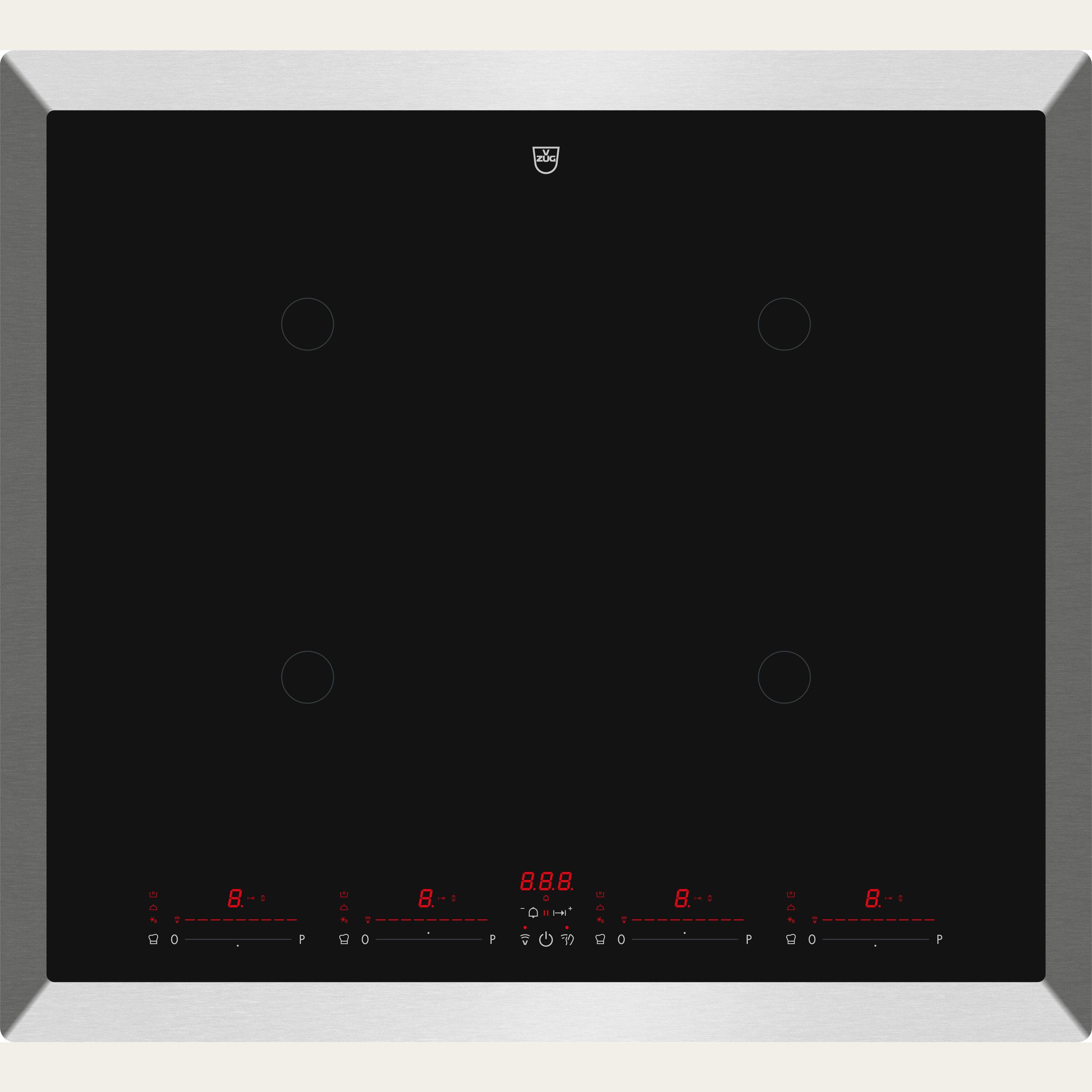 V-ZUG Kochfeld CookTop V4000 I604, Induktion, Breitennorm: 60 cm, BlackDesign, Übermassrahmen, OptiLink, Multi-Slider/Direktwahl, Slider-Bedienung, Kochzonen: 4