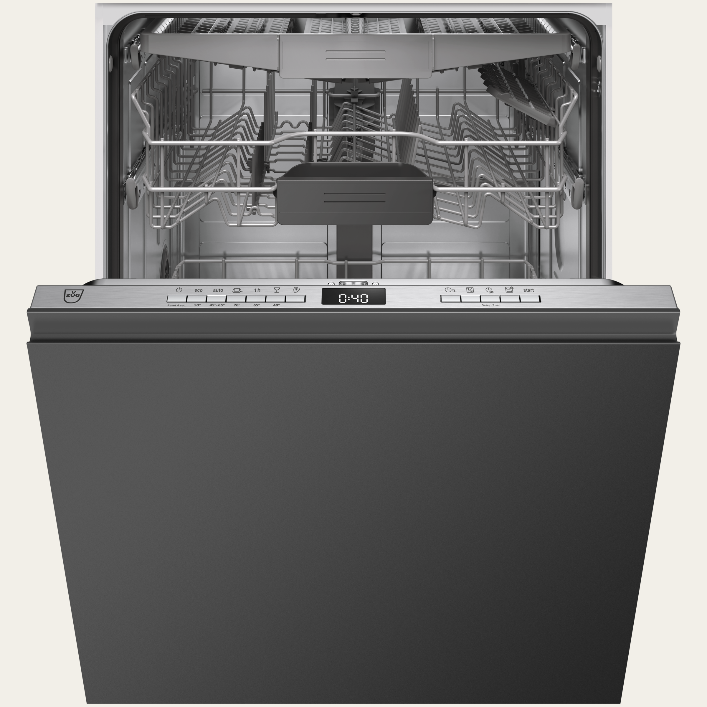 V-ZUG Lave-vaisselle V600 VB, Norme largeur: 60 cm, Entièrement intégrable, Tous les raccordements (eau et électricité): 0 m, Tiroir à couverts ergoPlus, Afficheur à 7&nbsp;segments