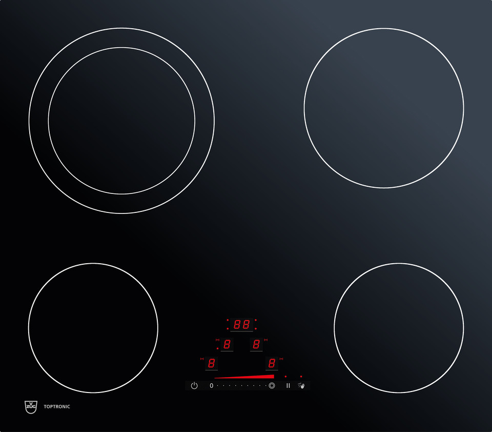 V-ZUG Glass ceramic hob Toptronic GK45TESZO, OptiGlass