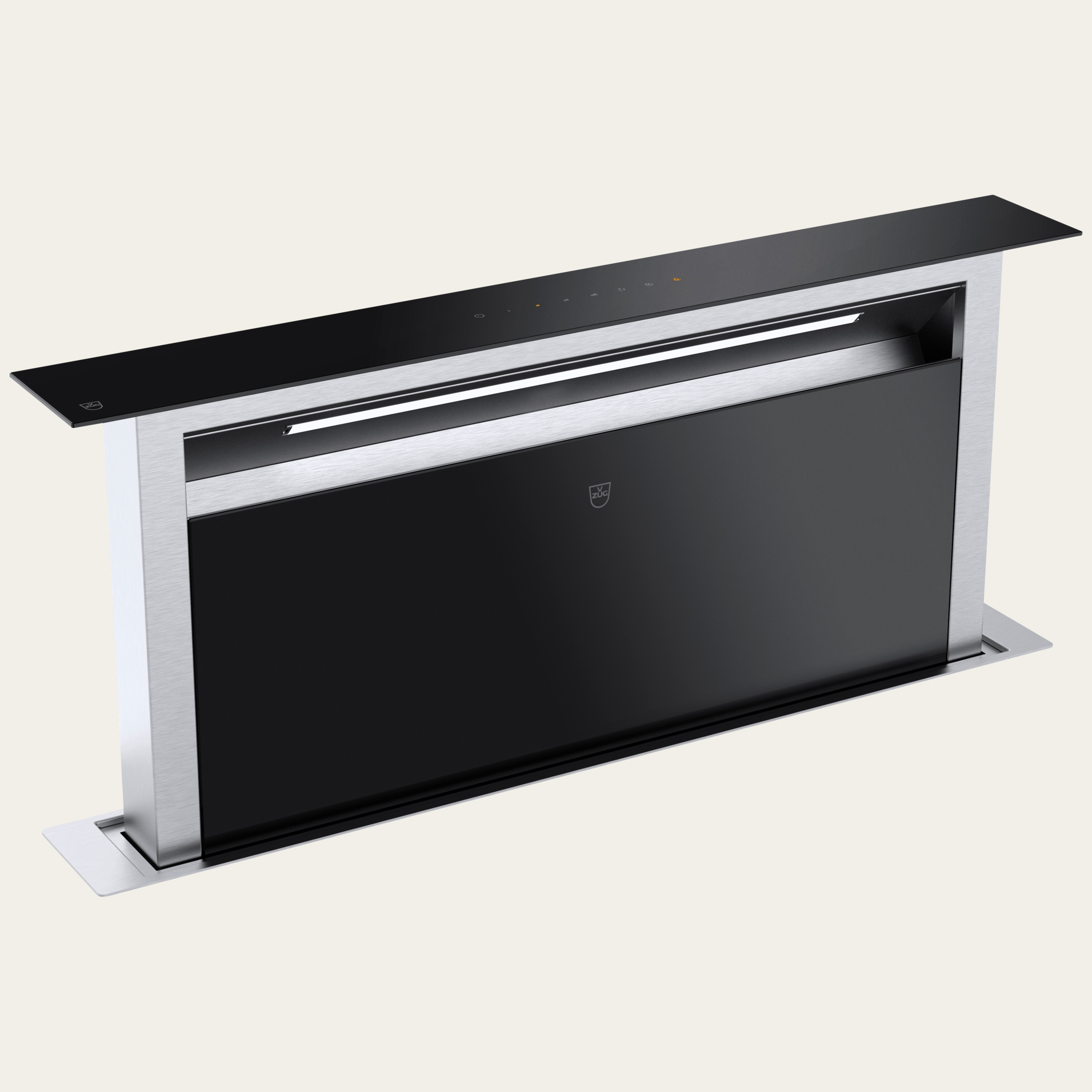 V-ZUG downdraft (DSTS9), W=90 cm, extracted air, glass design