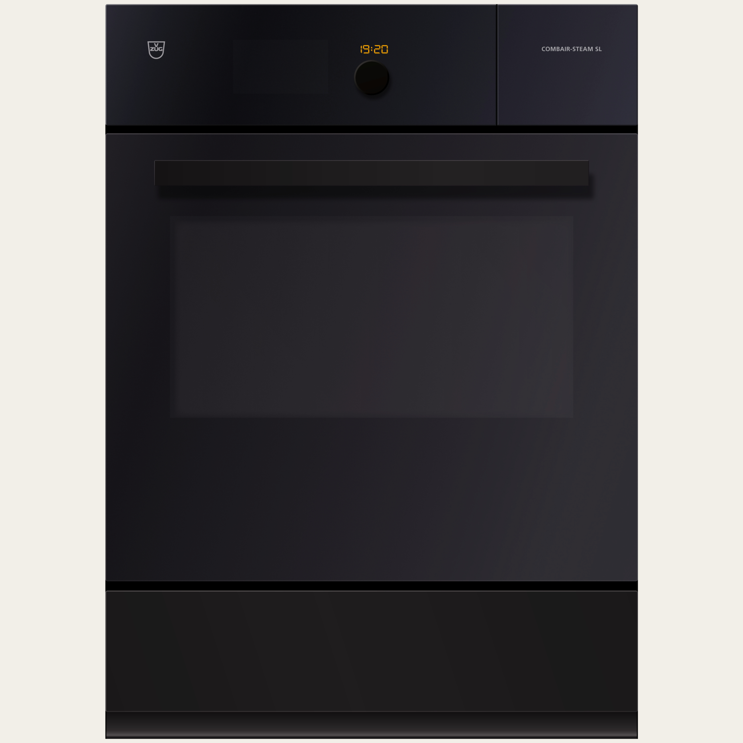 V-ZUG Steamer Combair-Steam SL, Breitennorm: 55 cm, Höhennorm: 76.2 cm, Spiegelglas Schwarz, Griff: Designgriff Nero, TouchControl und Einstellknopf, V-ZUG-Home, Geräteschublade beheizbar