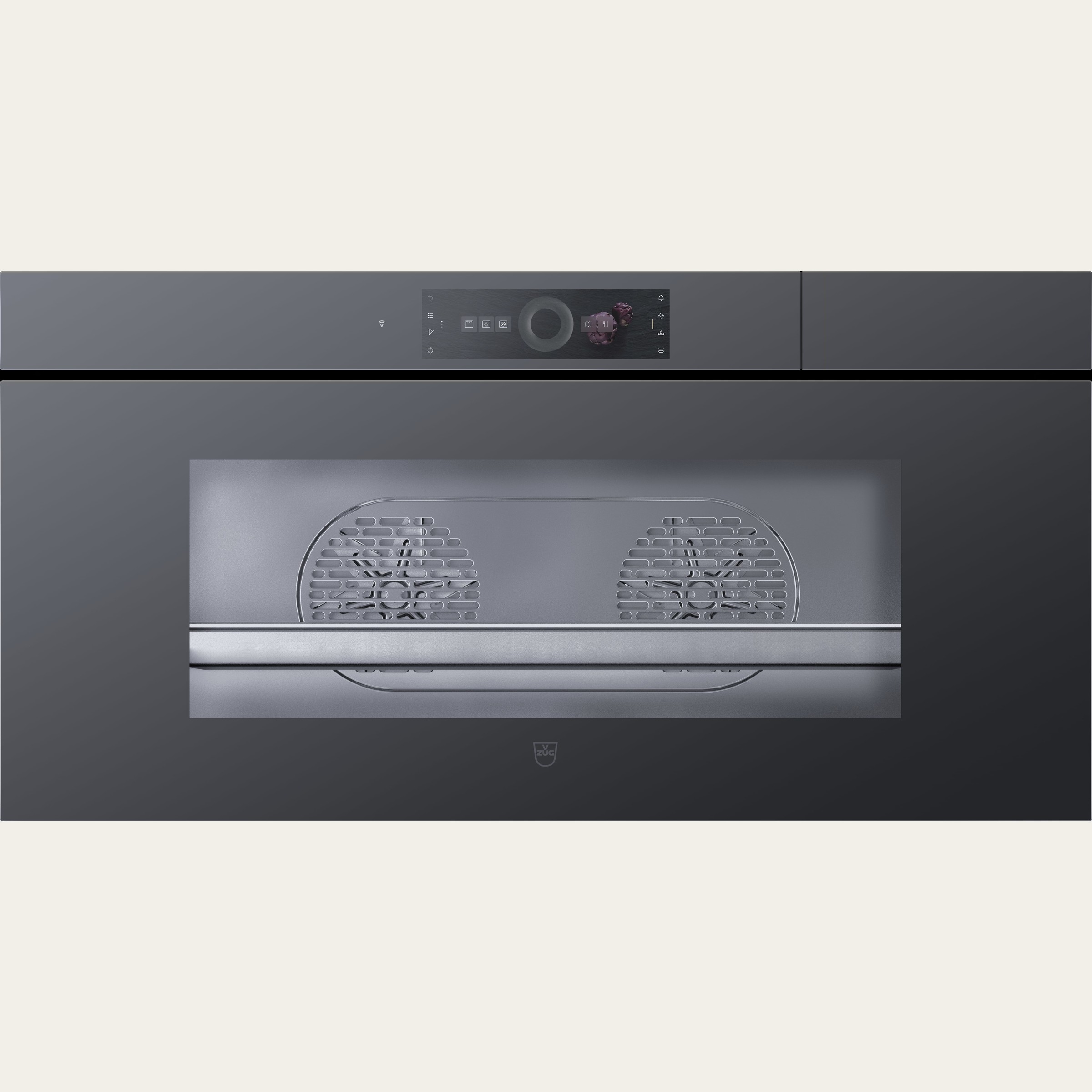 V-ZUG Steam cooker CombiSteamer V6000 45L Grand, Standard width: 90 cm, Standard height: 45 cm, Black mirror glass, Handle-Free, Touchscreen with CircleSlider, V-ZUG-Home