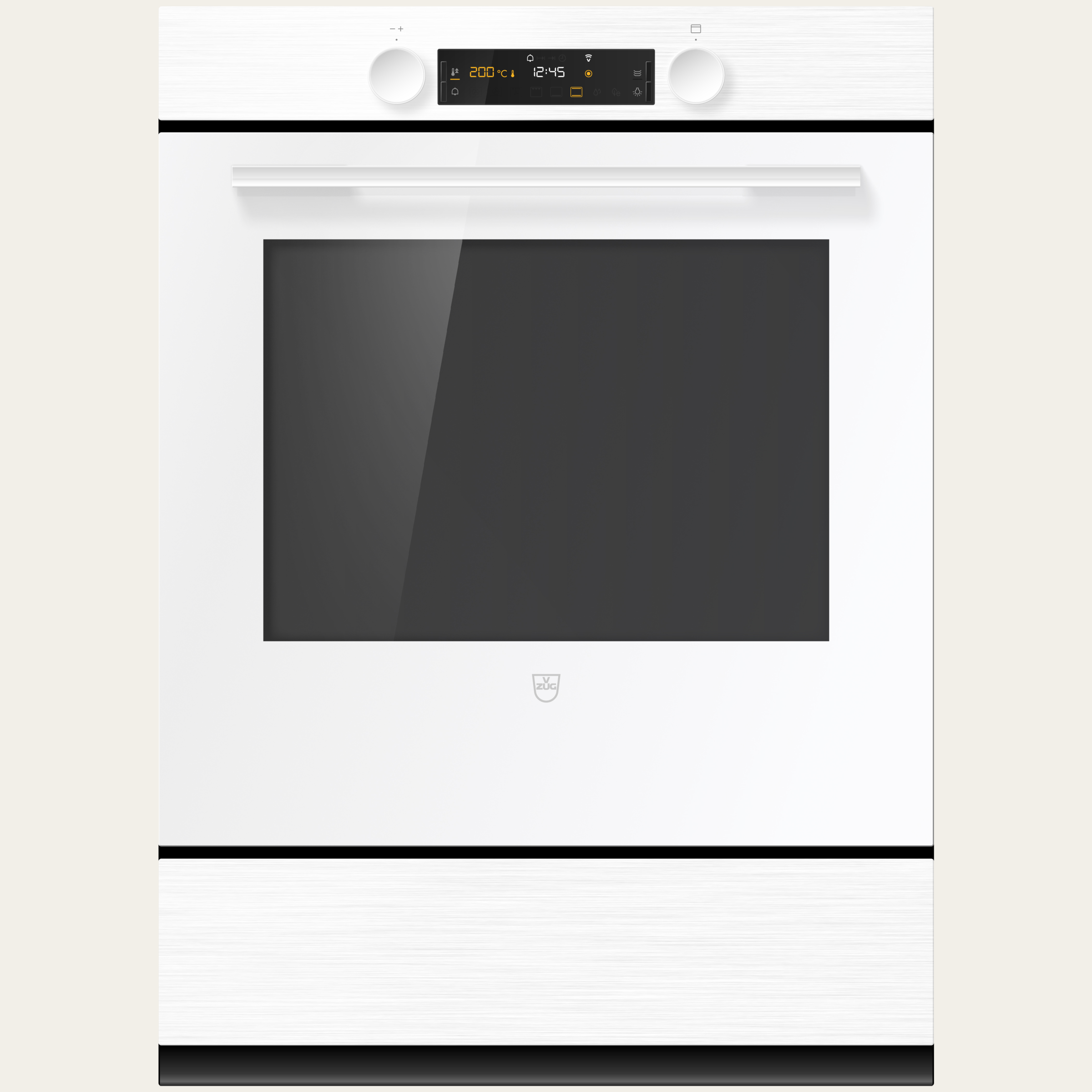 V-ZUG Four Combair V400 76C, Norme largeur: 55 cm, Normede hauteur: 76.2 cm, Blanc, Poignée: blanche, commutateur rotatif, V-ZUG-Home, Tiroir à ustensiles
