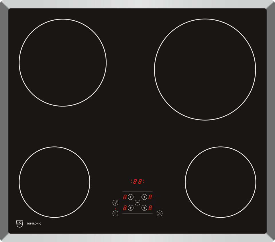 V-ZUG Plan de cuisson Toptronic GK45TEGC, cadre en acier chromé, BlackDesign