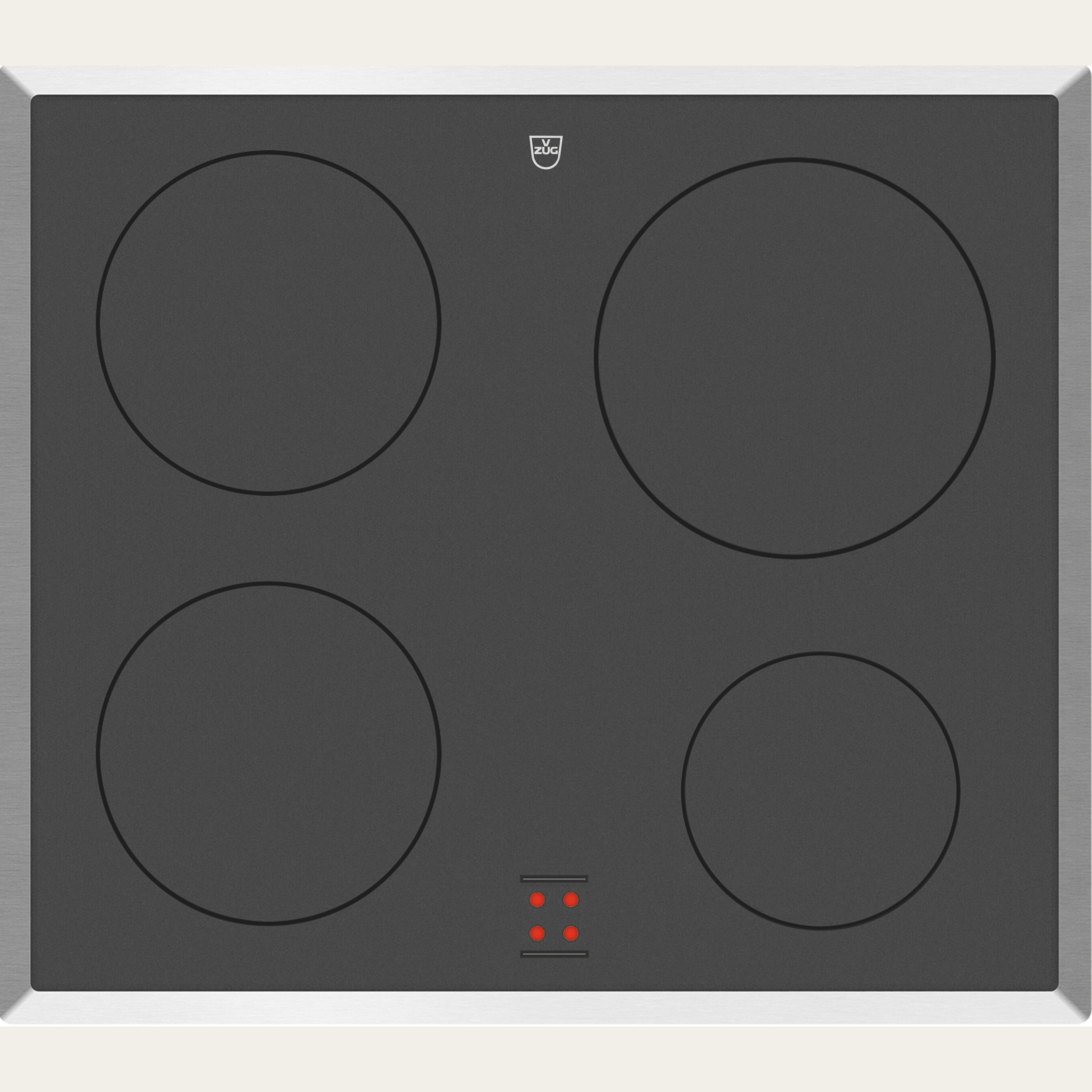 V-ZUG Kochfeld CookTop V200 E604, Strahlungsheizkörper, Breitennorm: 60 cm, ClassicDesign, Chromstahl-Rahmen, Externe Bedienung über Herd, Kochzonen: 4