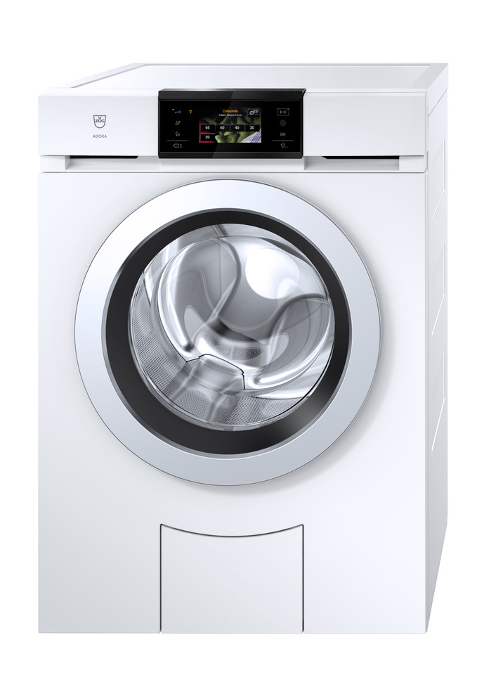 V-ZUG Waschmaschine, AdoraWaschen V4000, Türanschlag: rechts, V-ZUG Home, OptiDos, Anzeige: Vollfarbiges Grafikdisplay Touch, Nennkapazität:8.0 kg, Design Türe: ChromeClass