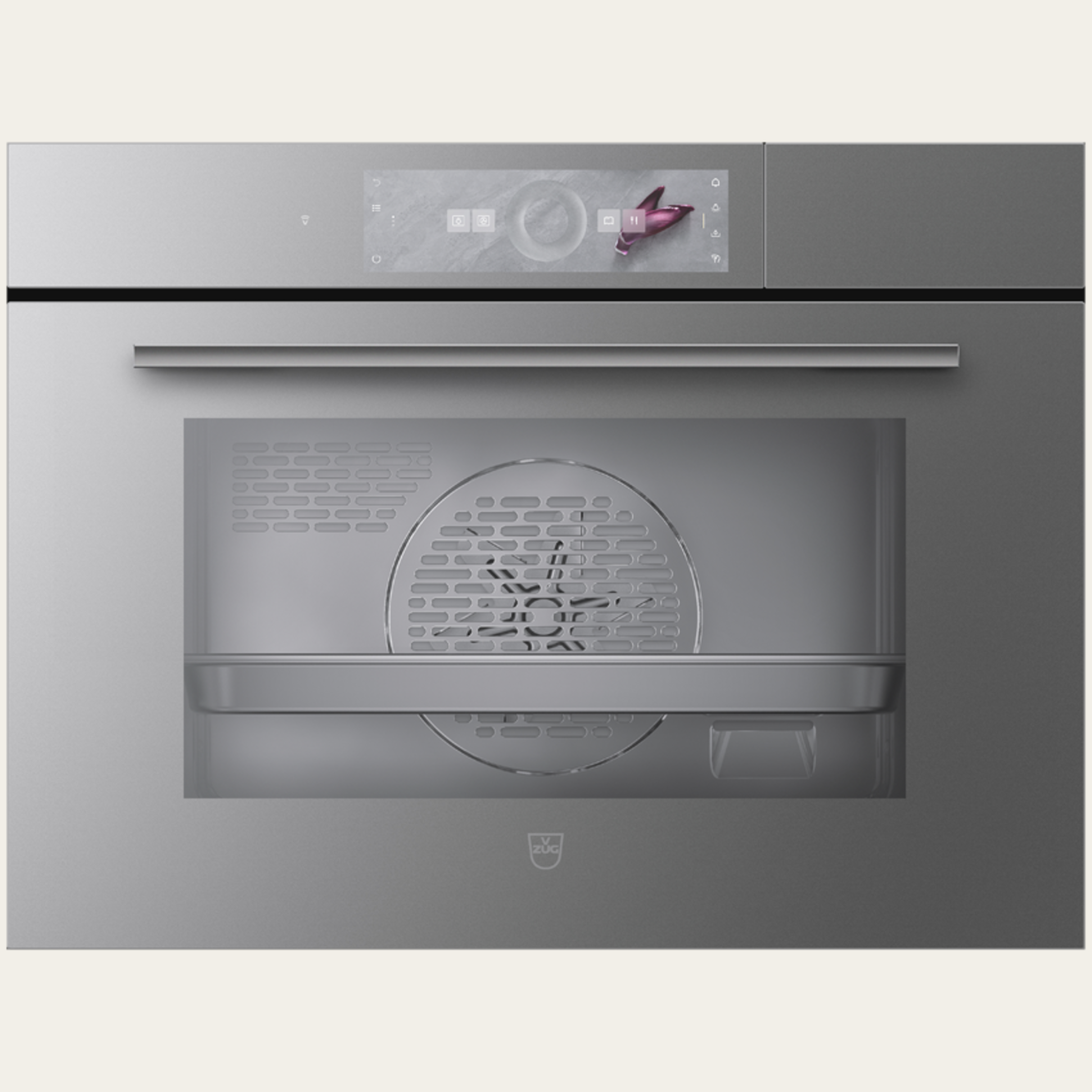 V-ZUG Forno a vapore CombiSteamer V4000 45, Standarddi larghezza: 60 cm, Norma per l'altezza: 45 cm, Vetro a specchio Platinum, Touchscreen con CircleSlider,V-ZUG-Home