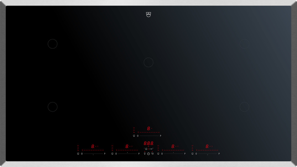 V-ZUG Hob CookTop V6000 I905, Induction, Standard width: 90 cm, BlackDesign, OptiGlass, Chrome frame, OptiLink, Multi-Slider/direct selection, Slider control,Cooking zones: 5