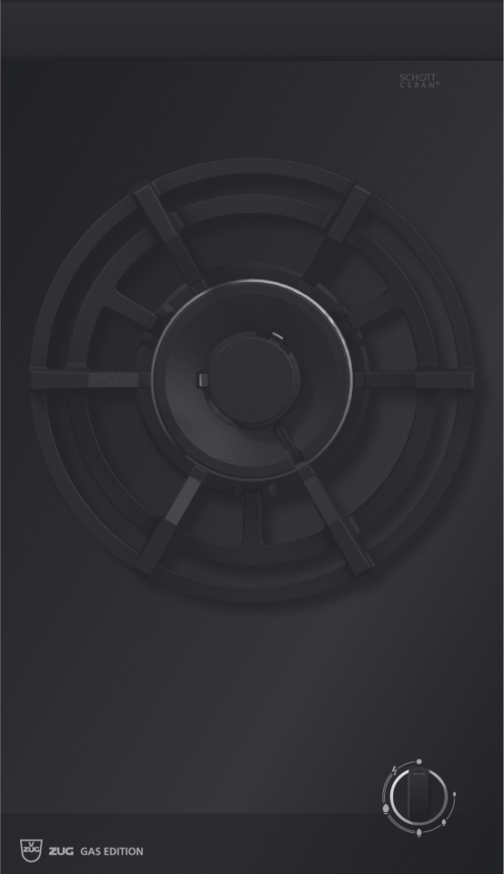 V-ZUG Gas hob GK11TG, with faceting, Natural/LPG Gas