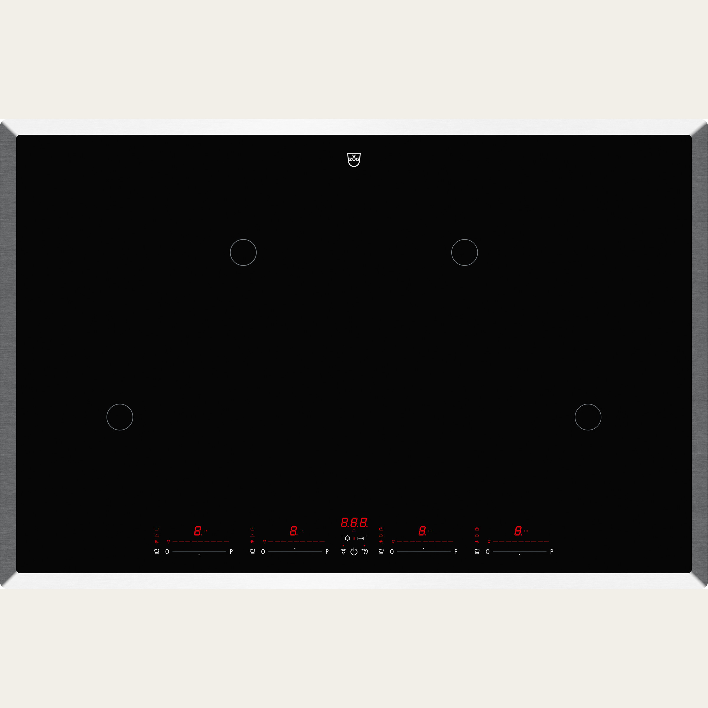V-ZUG Kochfeld CookTop V4000 I804, Induktion, Breitennorm: 80 cm, BlackDesign, Chromstahl-Rahmen, OptiLink, Multi-Slider/Direktwahl, Slider-Bedienung, Kochzonen: 4