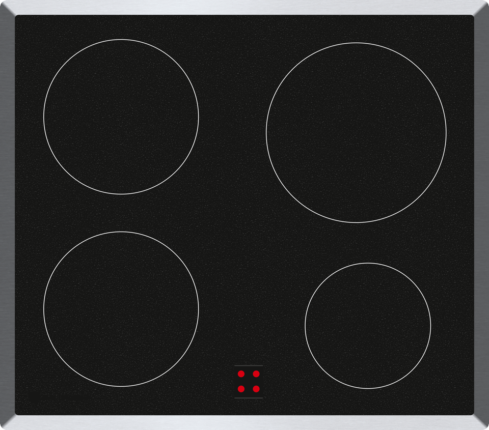 V-ZUG Quicklight GK43.2 glass ceramic hob, chrome standard frame, BlackDesign