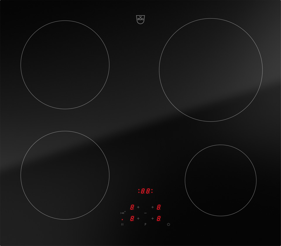 V-ZUG Hob CookTop V2000 I604, Induction, Standard width: 60 cm, BlackDesign, DualDesign, TouchControl, Cooking zones: 4