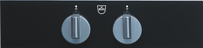 V-ZUG Bedienelement ESIS2, Design Spiegelglas, Schaltkasten mit 2 Bedienknebel für 2 Kochzonen