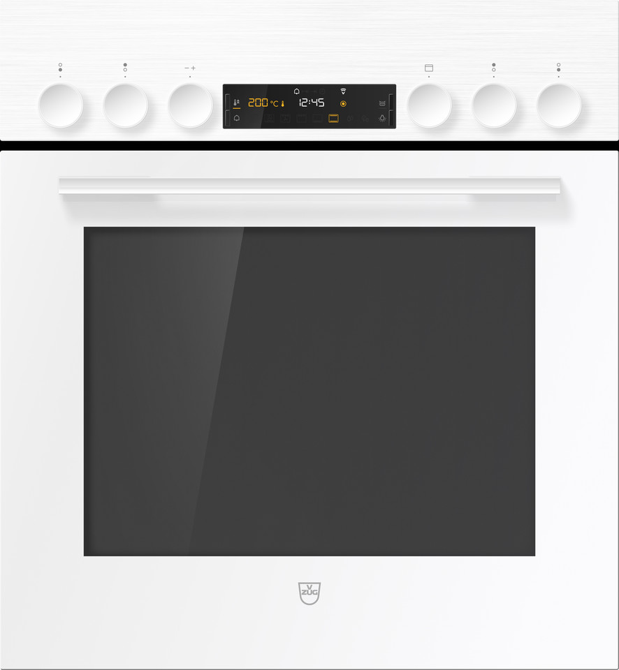 V-ZUG Herd Combair V600, Breitennorm: 55 cm, Höhennorm: 60 cm, Weiss, Griff: Weiss, Drehschalter, V-ZUG-Home, TopClean, Anzahl bedienbare Kochzonen: 4