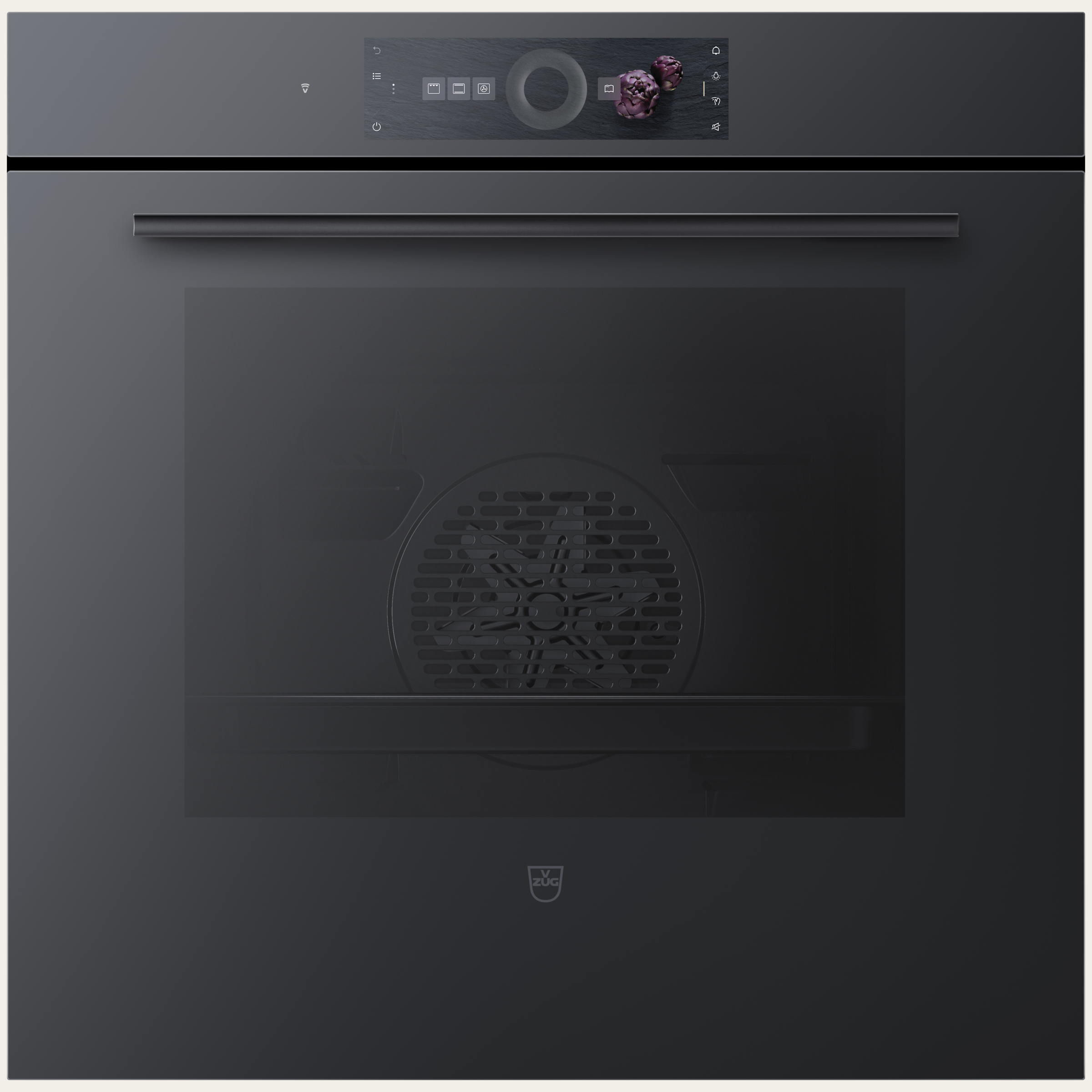 V-ZUG Backofen Combair V2000 60, Breitennorm: 60 cm, Höhennorm: 60 cm, Spiegelglas Schwarz, Touchscreen mit CircleSlider, V-ZUG-Home, TopClean