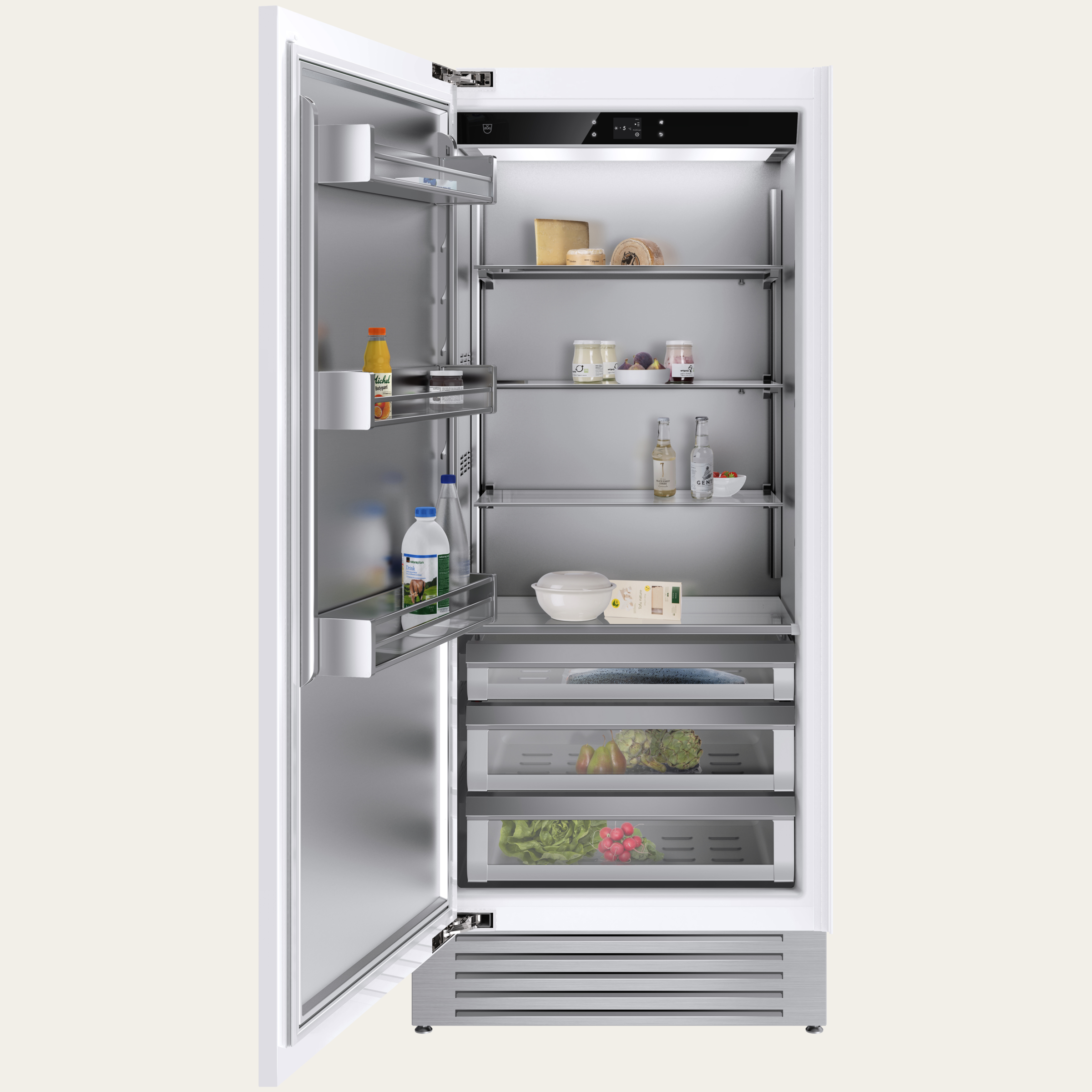 V-ZUG Refrigerator/freezer Cooler V6000 90 Supreme, Standard width: 90 cm, Standard height: 205 cm, Fully integratable, Door hinge: Left, TouchControl