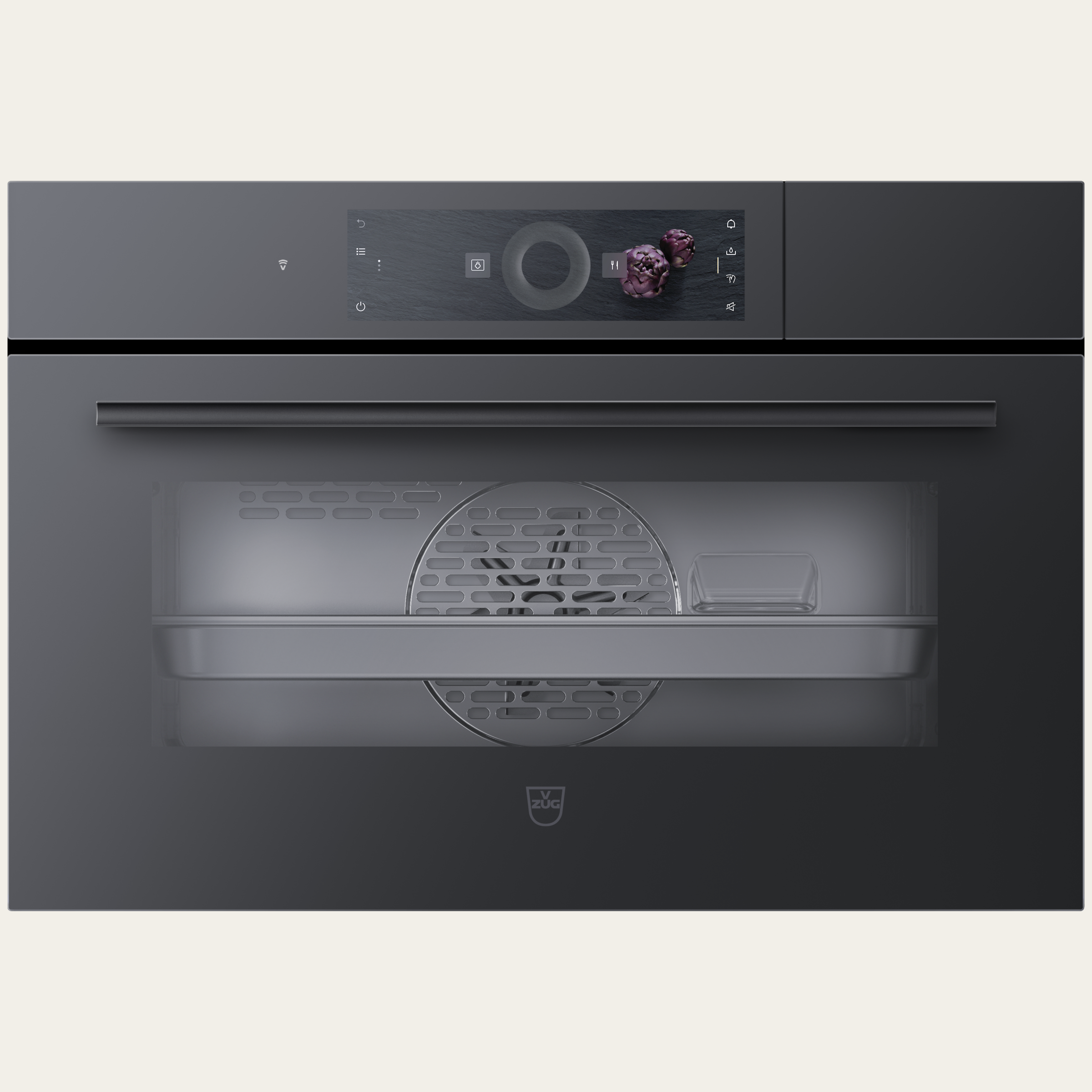 V-ZUG Steamer Steamer V4000 38C, Breitennorm: 55 cm, Höhennorm: 38.1 cm, Spiegelglas Schwarz, Touchscreen mit CircleSlider, V-ZUG-Home