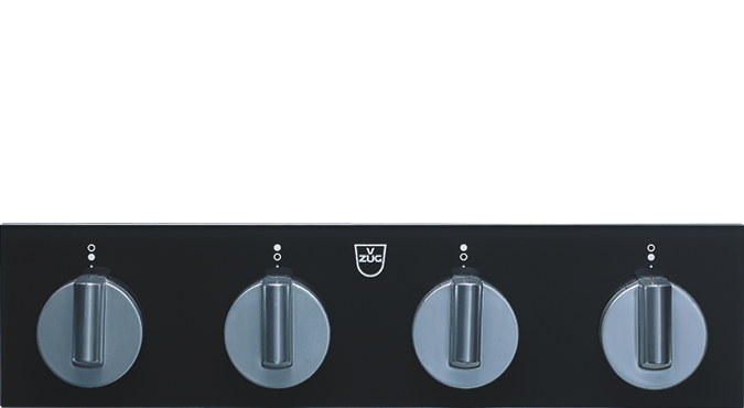 V-ZUG Bedienelement ESIS4, Design Spiegelglas, Schaltkasten mit 4 Bedienknebel für 4 Kochzonen