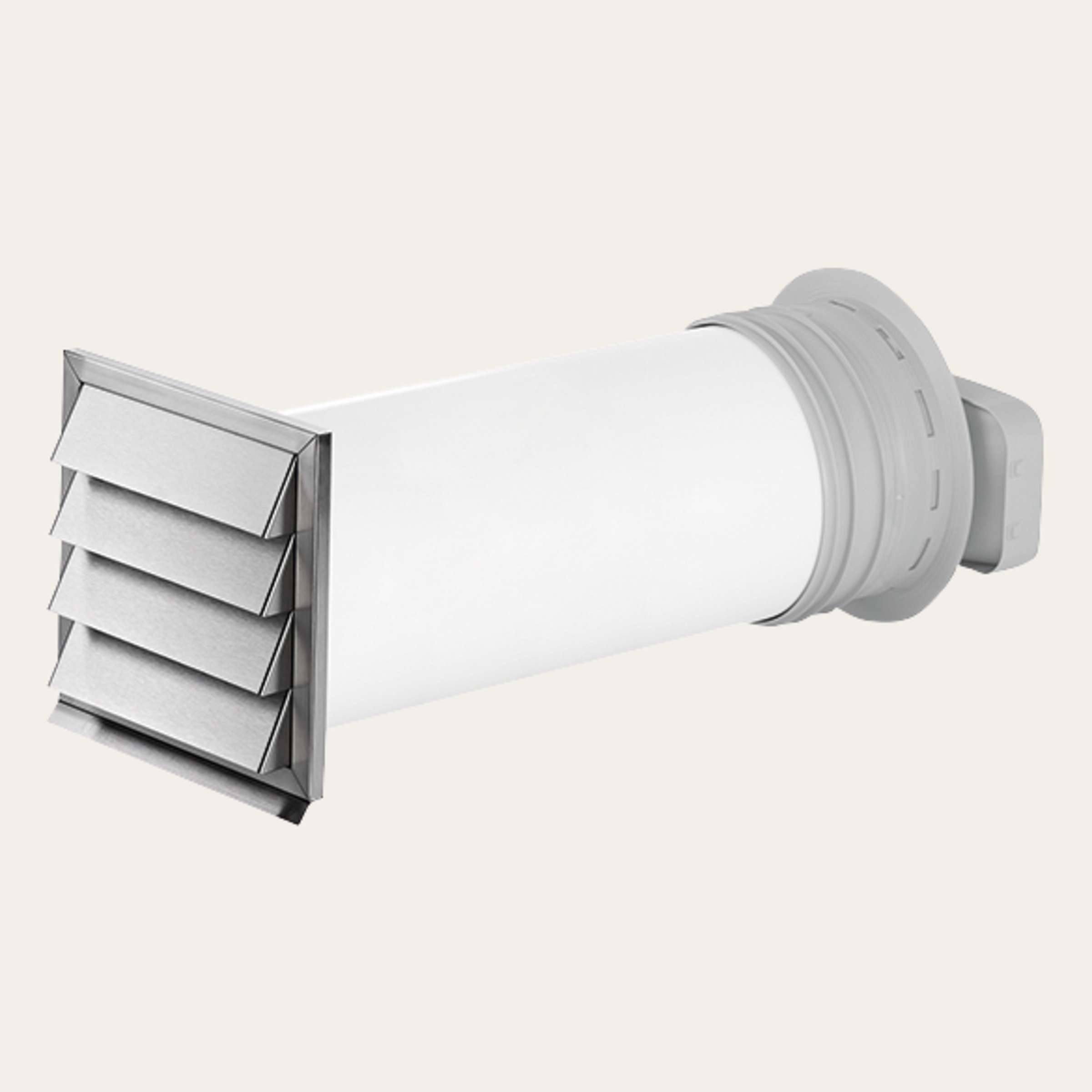 Prime boîte murale de plat à rond, ø 150 mm, incluant grille de protection contre les intempéries en acier inoxydable et clapet anti-retour