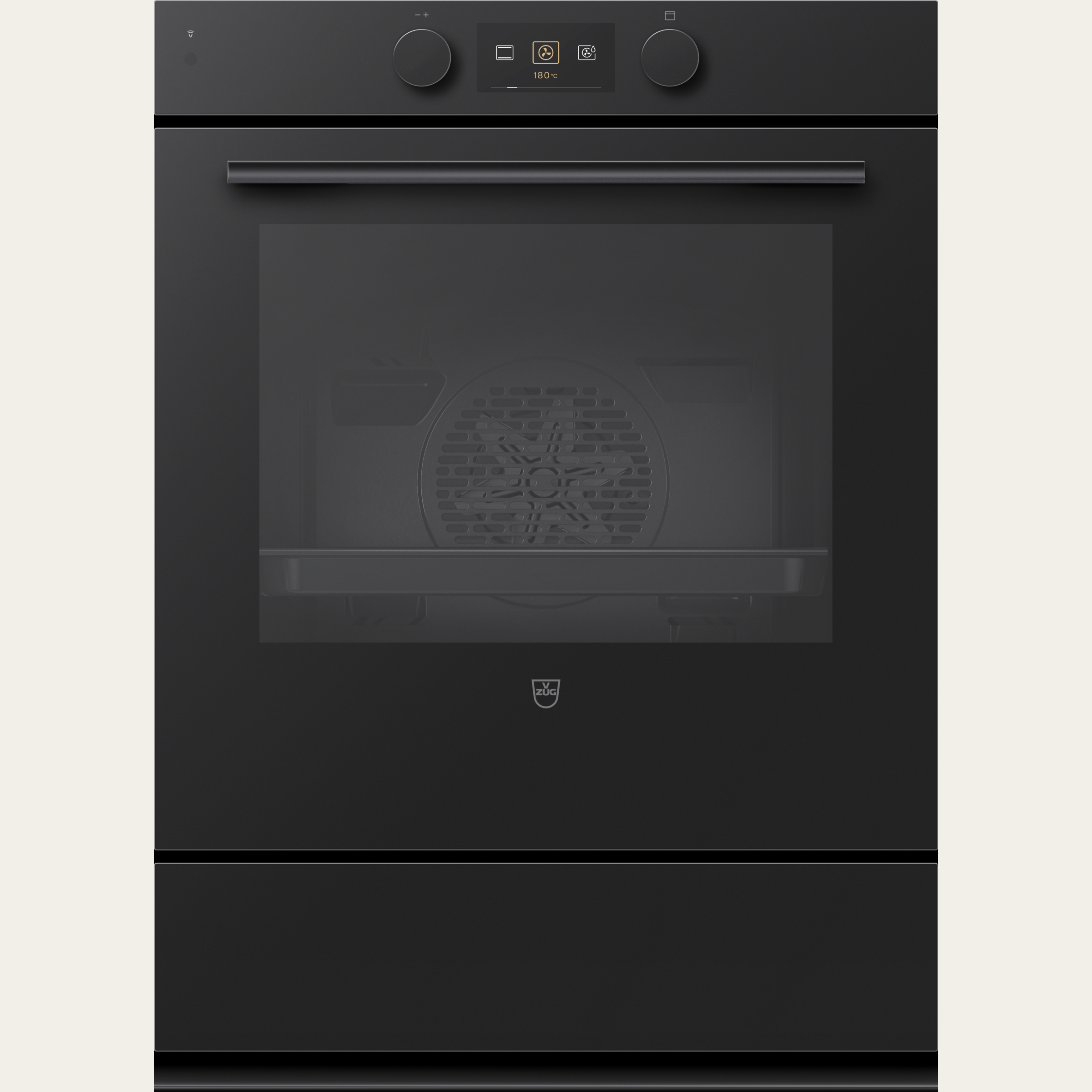 V-ZUG Backofen Combair V600 76C, Breitennorm: 55 cm, Höhennorm: 76.2 cm, Glas Nero, Nero, Drehschalter, V-ZUG-Home, TopClean, Geräteschublade, 400V