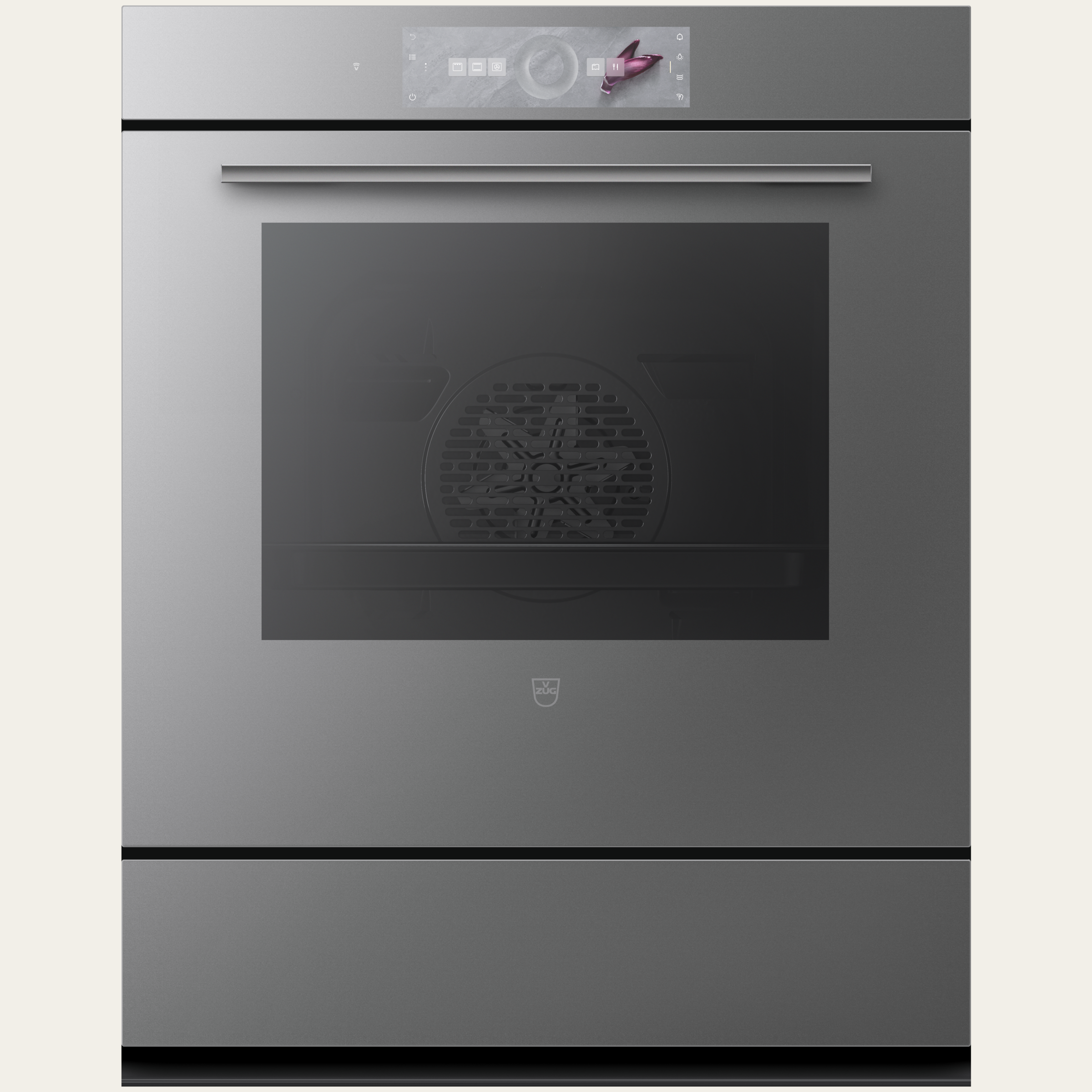 V-ZUG Forno Combair V4000 76, Standard di larghezza: 60 cm, Norma per l'altezza: 76.2 cm, Vetro a specchio Platinum, Touchscreen con CircleSlider, V-ZUG-Home, TopClean, Cassetto riscaldabile dell'apparecchio