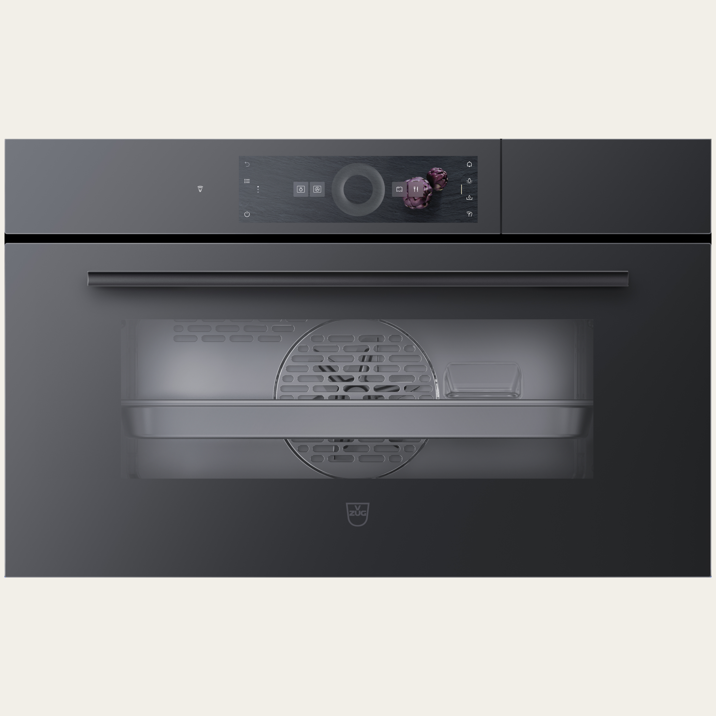 V-ZUG Steam cooker CombiSteamer V6000 38, Standard width: 60 cm, Standard height: 38.1 cm, Black mirror glass, Touchscreen with CircleSlider, V-ZUG-Home