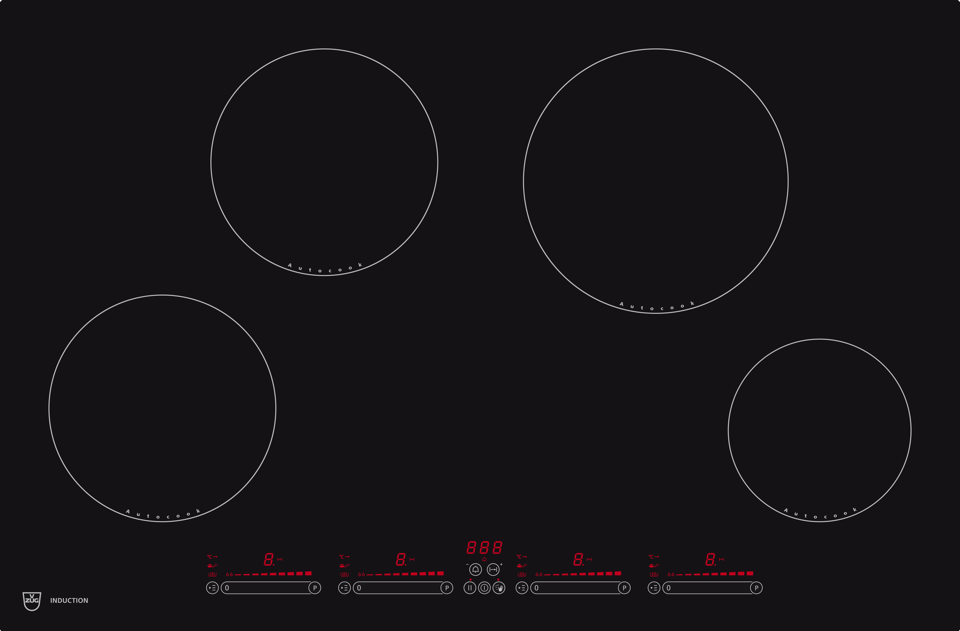 V-ZUG Induction hob GK46TIAKSF Slider, comfort cooking, flat version