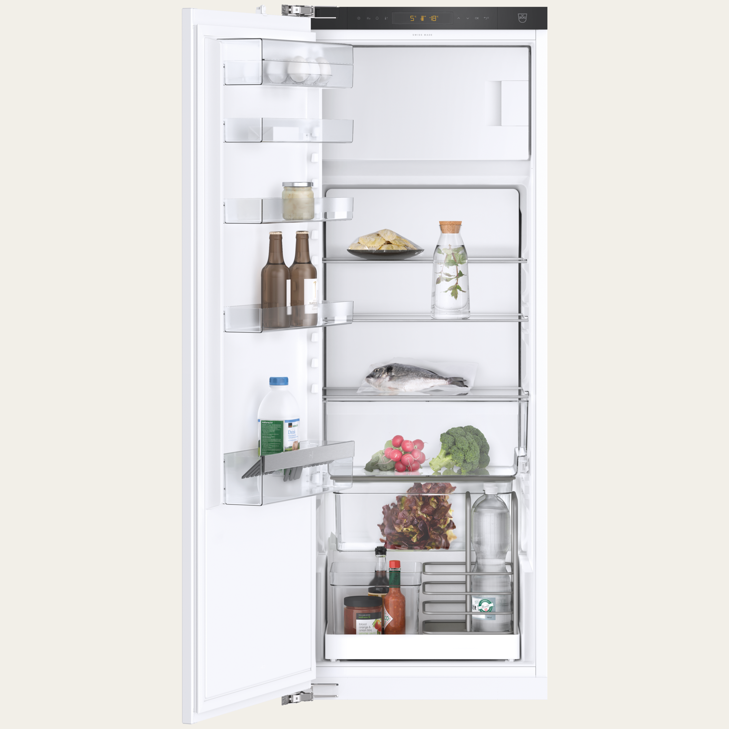 V-ZUG Réfrigérateur/congélateur Cooler V2000 152FGI, Norme largeur: 55 cm, Norme de hauteur: 152.4 cm, Entièrement intégrable, Charnière: gauche, Classe d’efficacité énergétique: E, TouchControl, Compartiment cellier