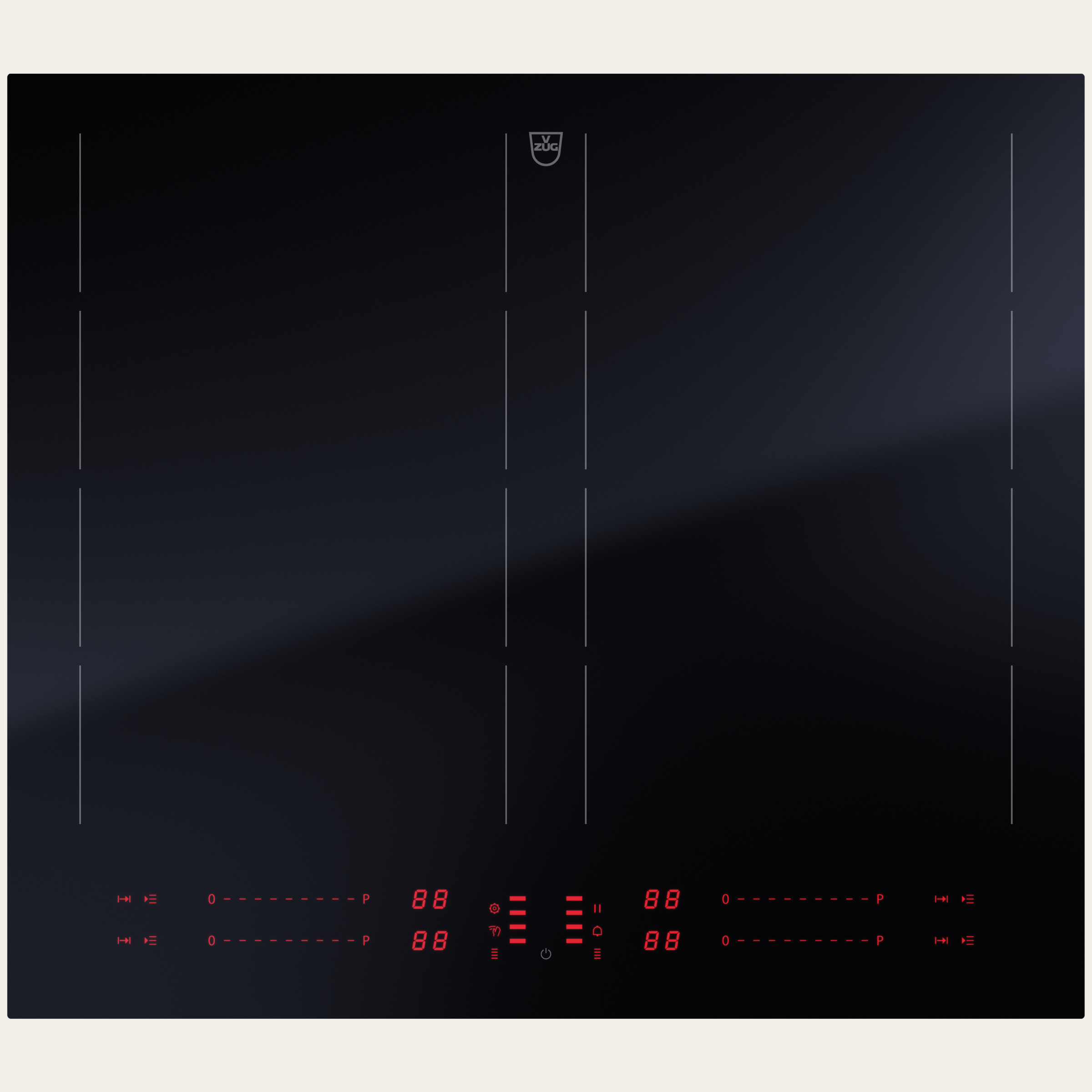 V-ZUG Hob CookTop V4000 I604, Induction, Standard width: 60 cm, BlackDesign, OptiGlass, DualDesign, OptiLink, Multi-Slider/direct selection, Slider control, Cooking zones: 4