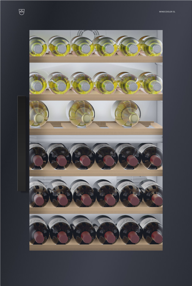 V-ZUG Refrigerator/freezer Winecooler 90 SL 60, Standard width: 60 cm, Standard height: 91 cm, Black mirror glass, Door hinge: Right, Energy efficiency rating:G, push buttons