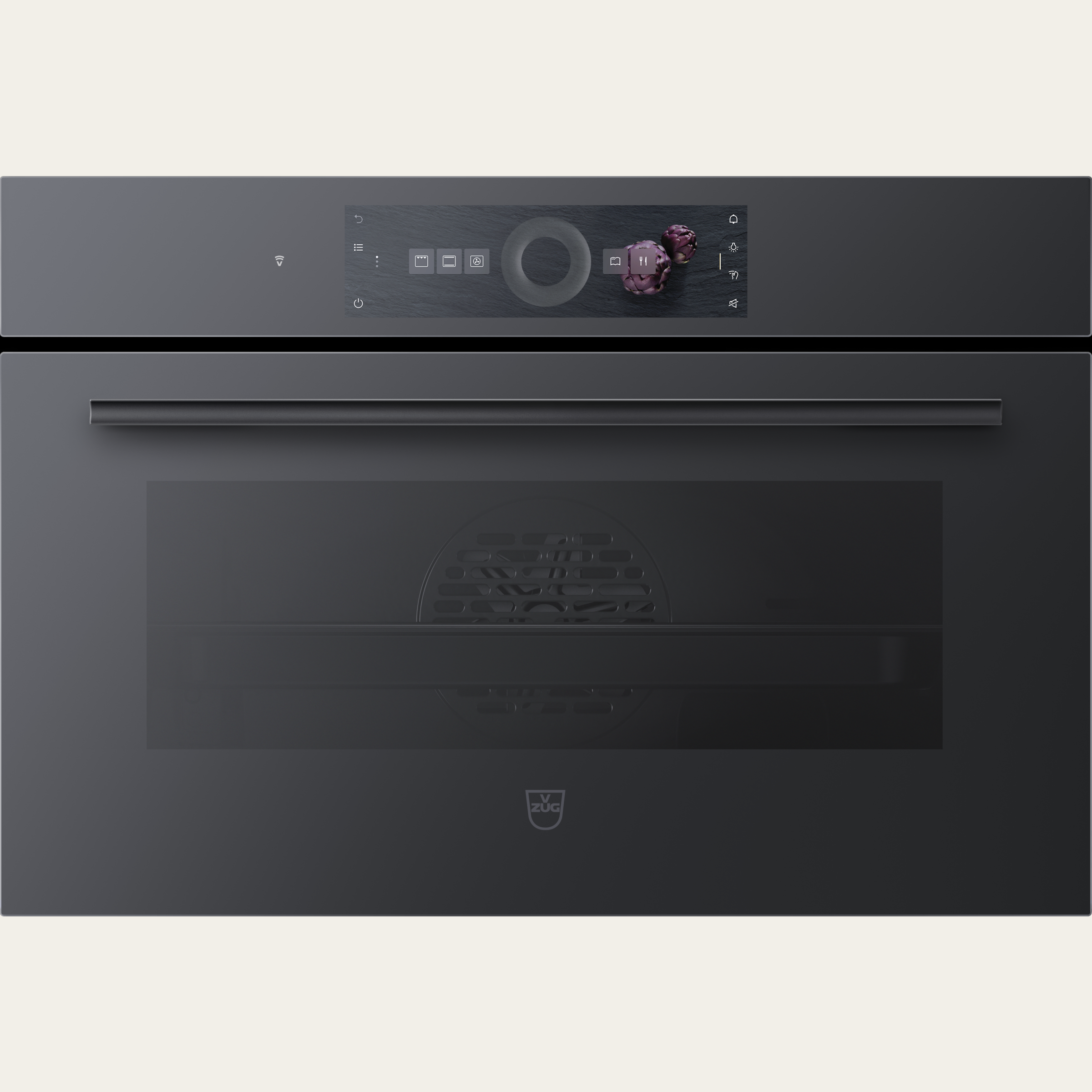 V-ZUG Backofen Combair V4000 38, Breitennorm: 60 cm, Höhennorm: 38.1 cm, Spiegelglas Schwarz, Touchscreen mit CircleSlider, V-ZUG-Home, TopClean