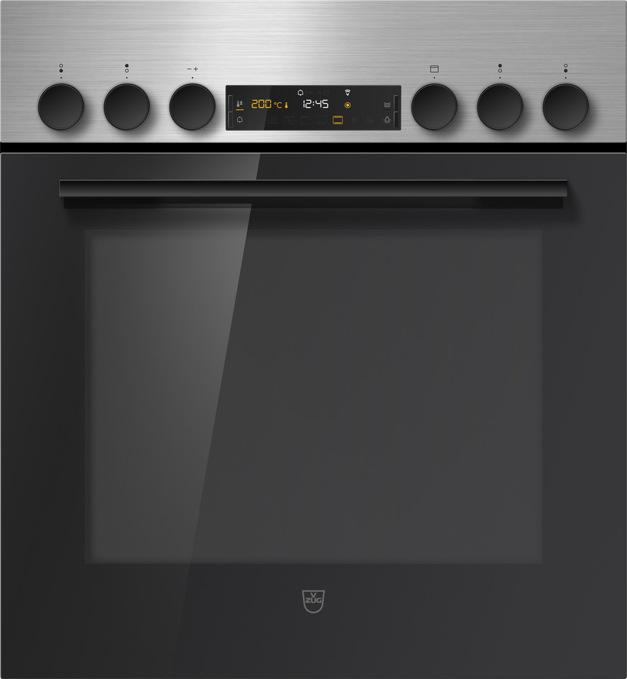 V-ZUG Cucina Combair V600, Standard di larghezza: 55cm, Norma per l'altezza: 60 cm, ChromeClass, Maniglia: Nero, interruttore girevole, V-ZUG-Home, Numero dizone di cottura utilizzabili: 4