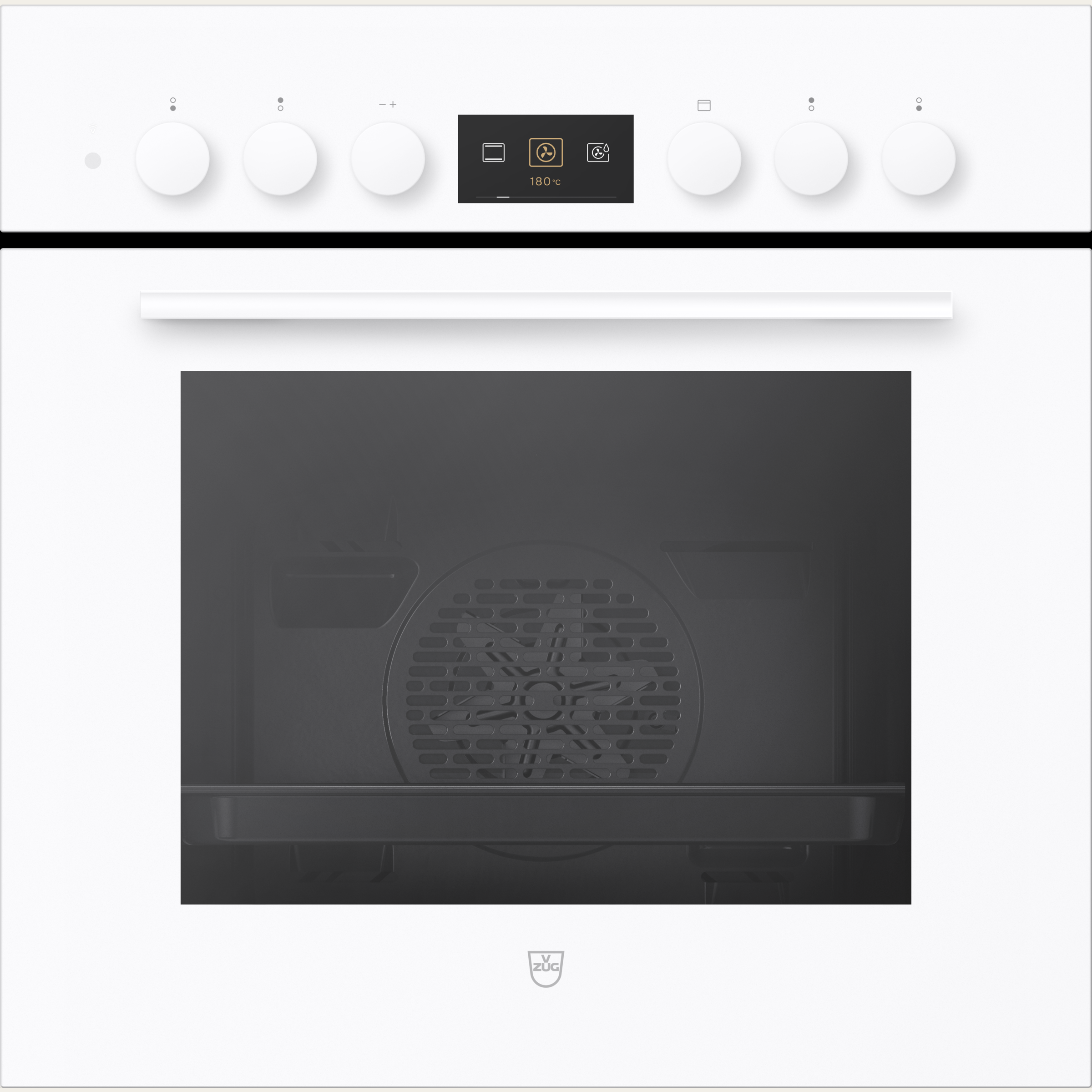 V-ZUG Cuisinière Combair V600 6UH, Norme largeur: 60 cm, Norme de hauteur: 60 cm, Verre blanc, Poignée: blanche, commutateur rotatif, V-ZUG-Home, TopClean, Tiroir à ustensiles, Nombre de zones de cuisson pouvant être commandées: 4, 230V