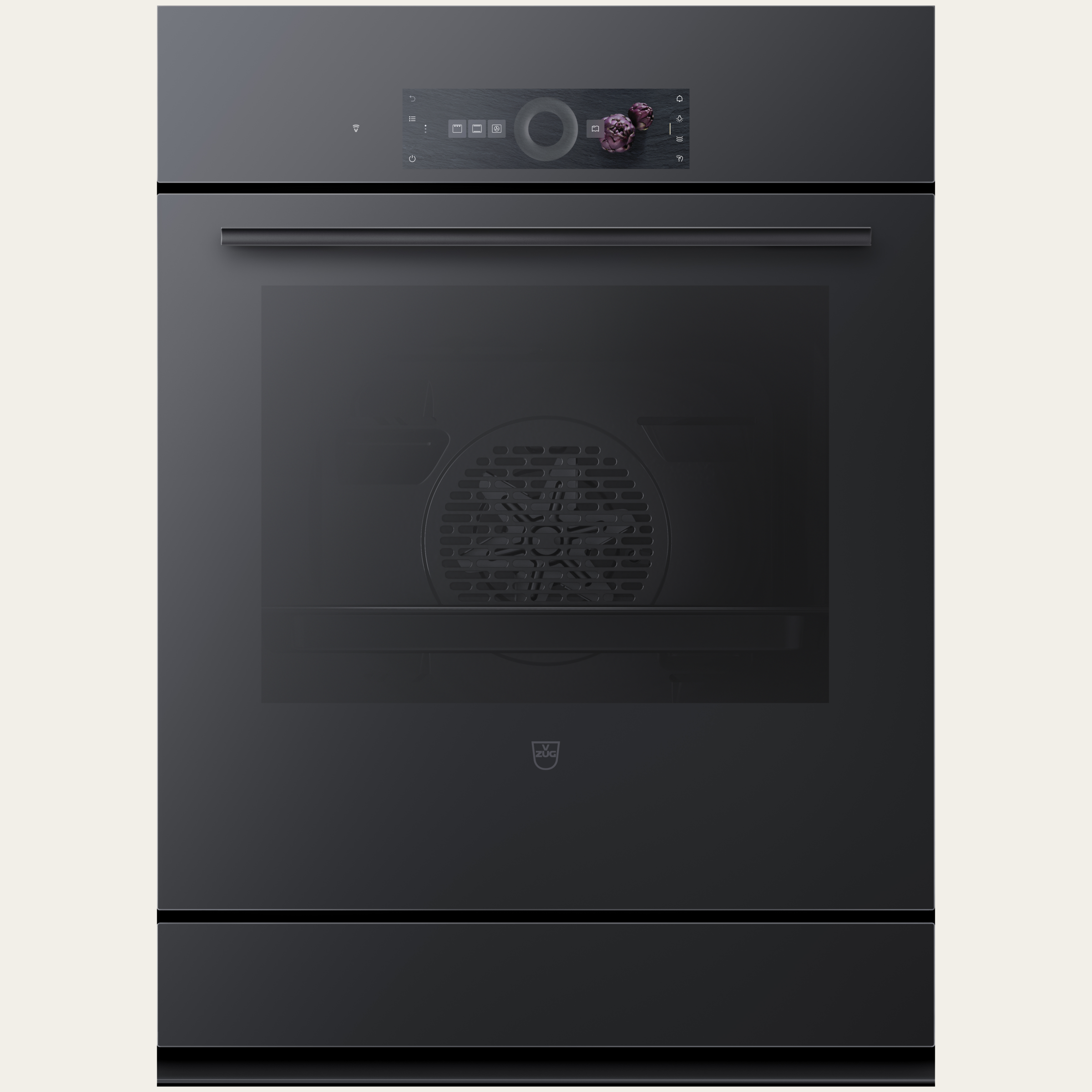 V-ZUG Four Combair V2000 7UC, Norme largeur: 55 cm, Norme de hauteur: 76.2 cm, Miroir noir, Encastrement dans le meuble inférieur, Écran tactile avec CircleSlider, V-ZUG-Home, TopClean, Tiroir chauffant de l’appareil