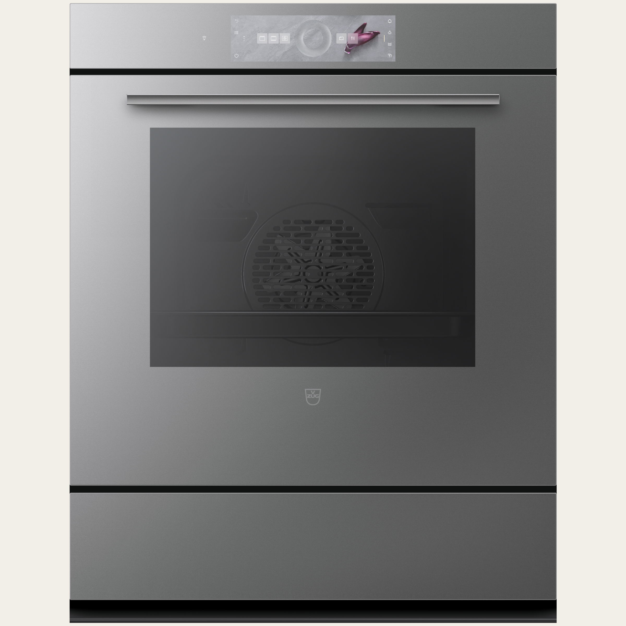 V-ZUG Backofen Combair V6000 76, Breitennorm: 60 cm, Höhennorm: 76.2 cm, Spiegelglas Platinum, Touchscreen mit CircleSlider, V-ZUG-Home, TopClean, Geräteschublade beheizbar