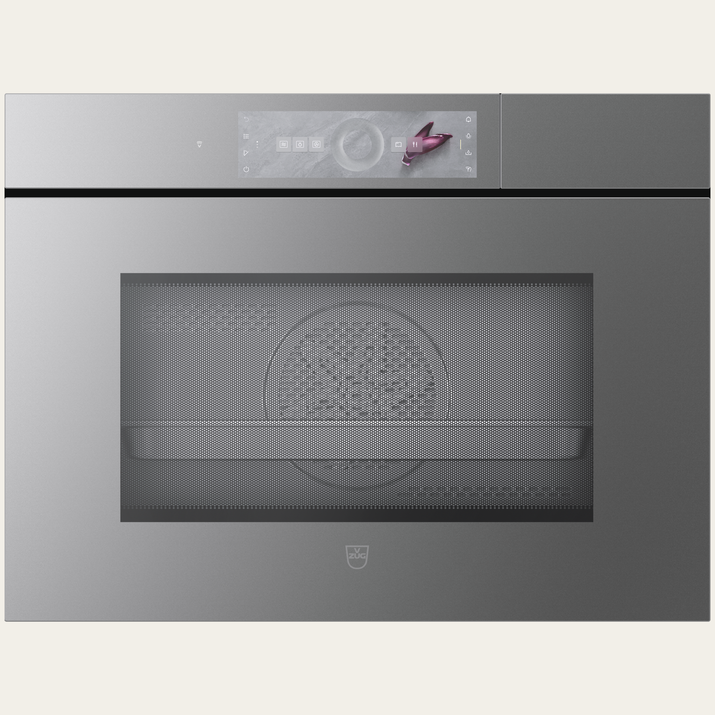 V-ZUG Forno a vapore CombiSteamer V6000 45M PowerSteam, Standard di larghezza: 60 cm, Norma per l'altezza: 45 cm, Vetro a specchio Platinum, Maniglia a scomparsa, Touchscreen con CircleSlider, V-ZUG-Home, Microonde
