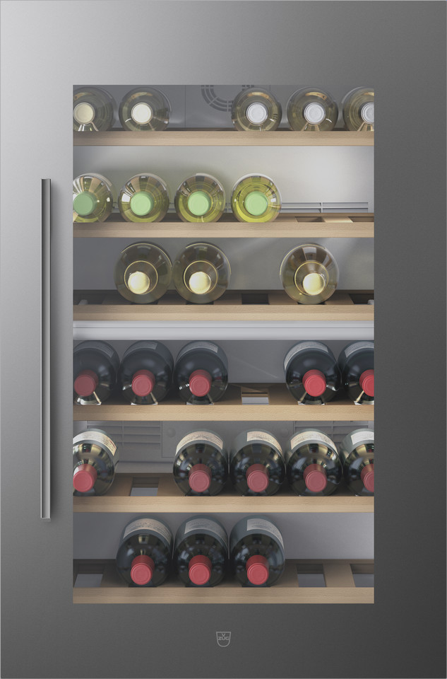 V-ZUG Kühl-/Gefriergerät Winecooler 90 SL 60, Breitennorm: 60 cm, Höhennorm: 90.6 cm, Spiegelglas Platinum, Türanschlag: rechts, Energieeffizienzklasse: G, Drucktasten